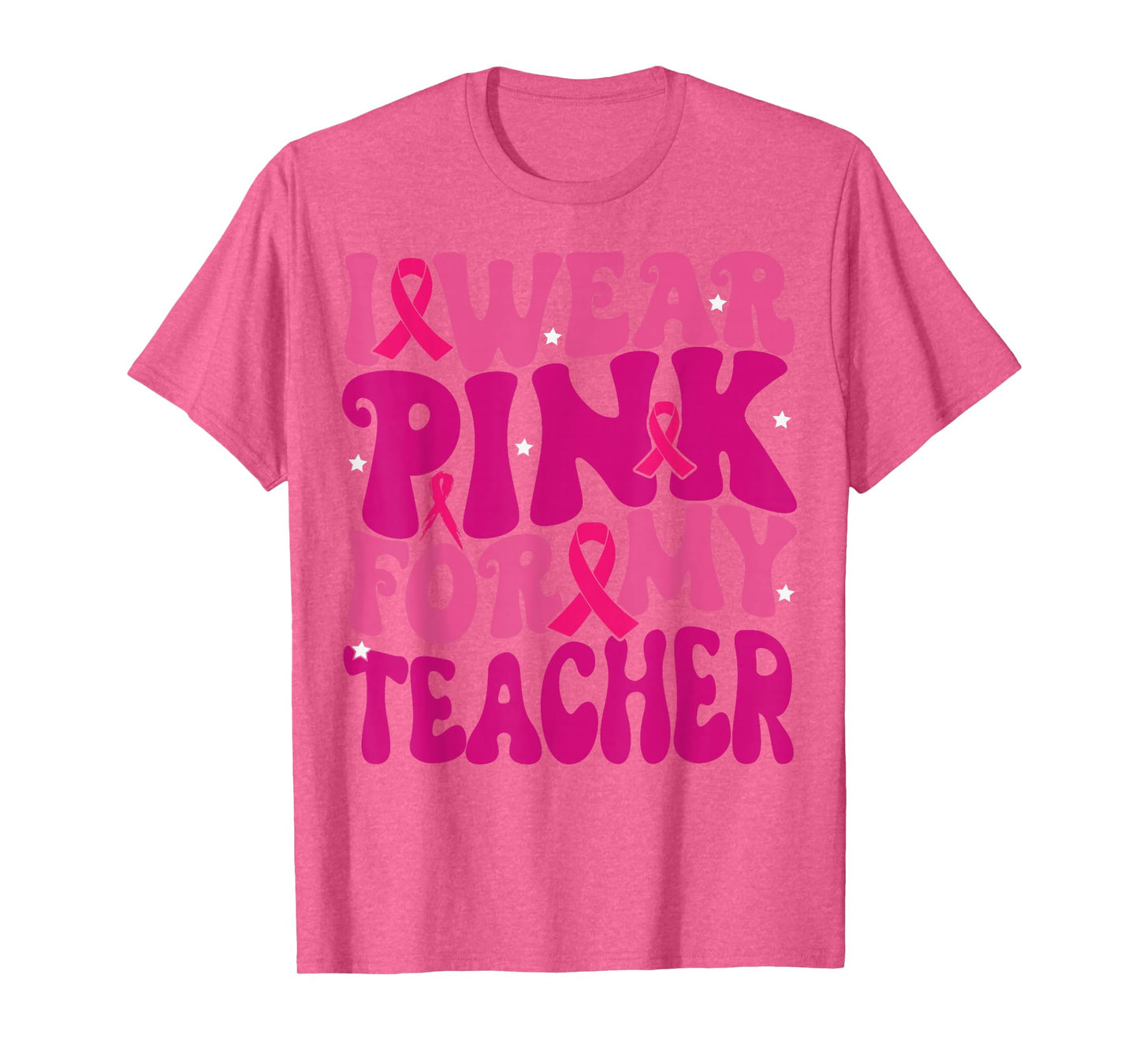 I Wear Pink for My Teacher Breast Cancer Awareness Kids T-Shirt