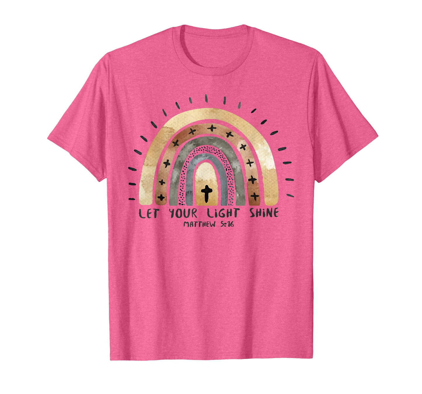 Trendy Christian Rainbow Tee Saying Let Your Light Shine T-Shirt