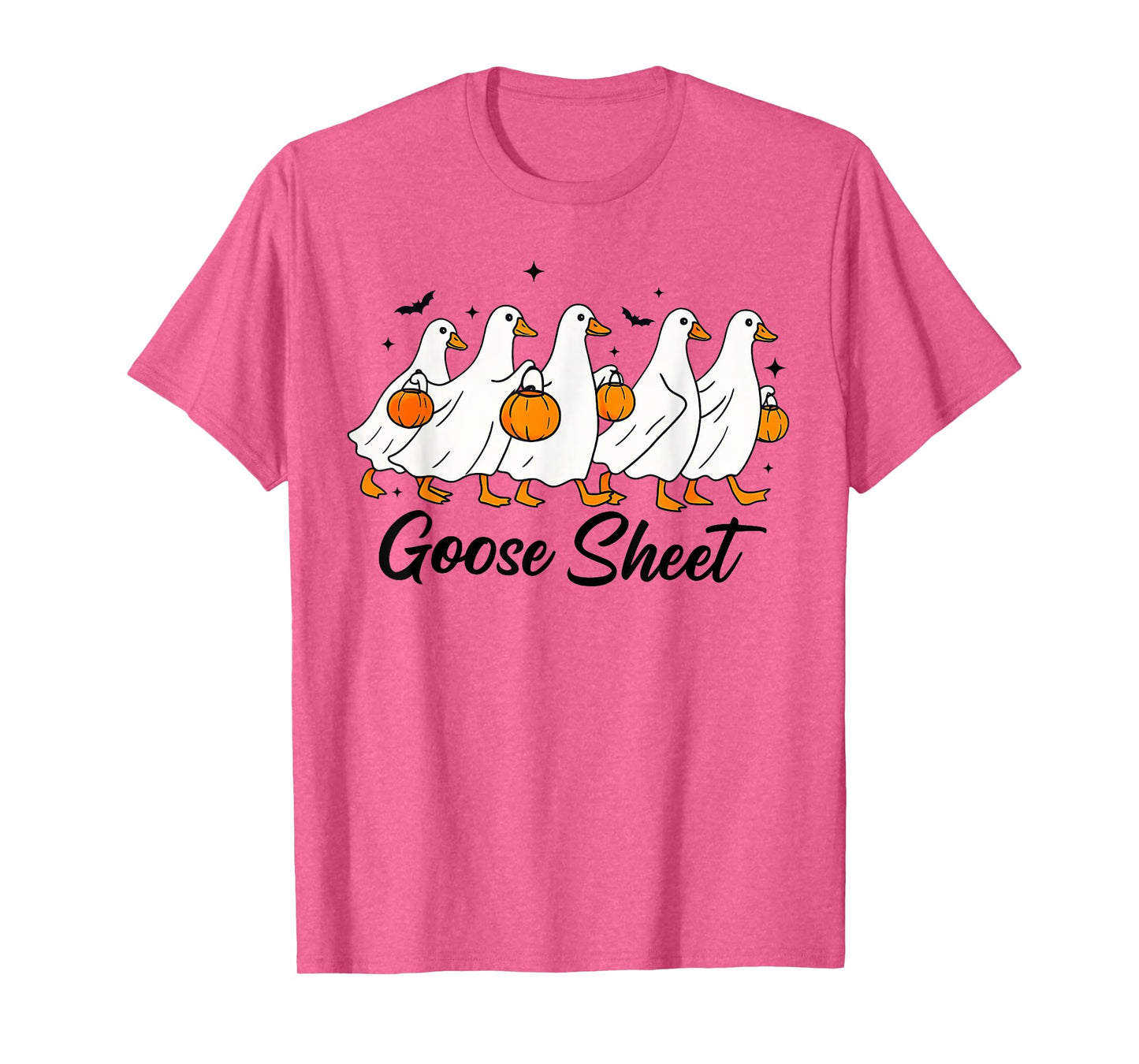 Fun Goose Sheet Ghost Pumpkin Autumn Halloween Spooky Season T-Shirt