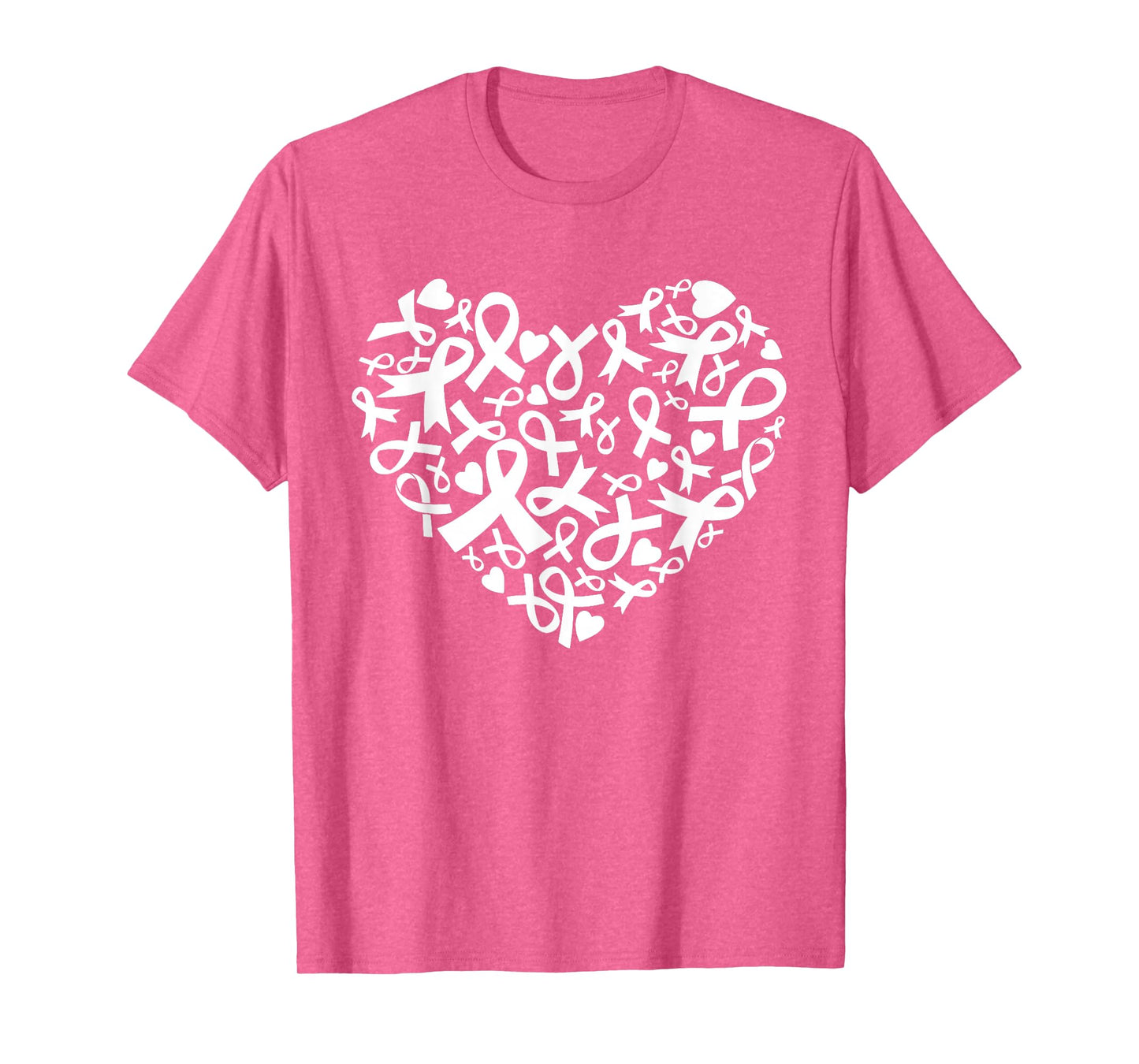 Womens Breast Cancer Awareness Heart Ribbon Pink Support T-Shirt