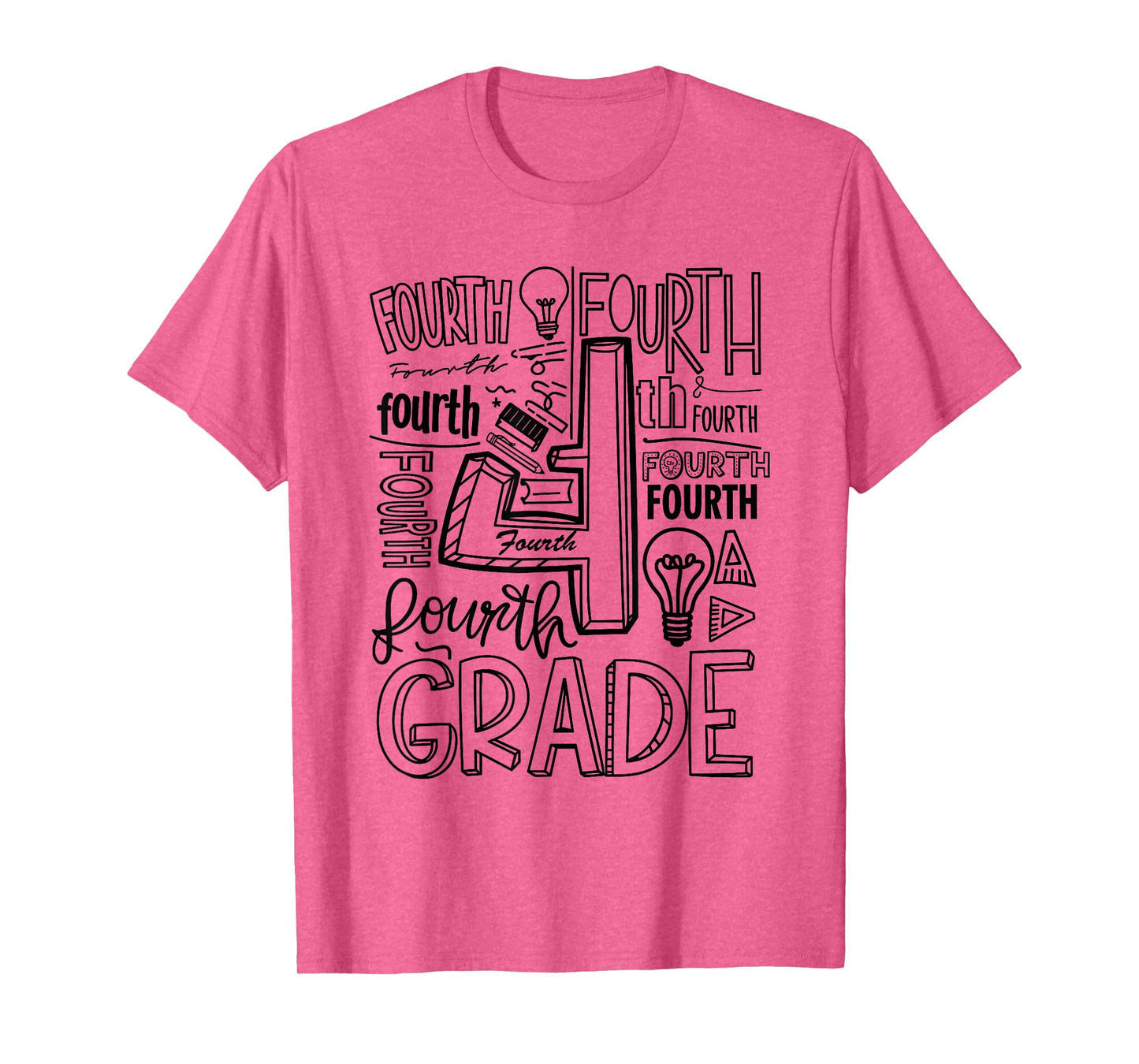 Fourth 4th Grade Typography Back To School T-Shirt
