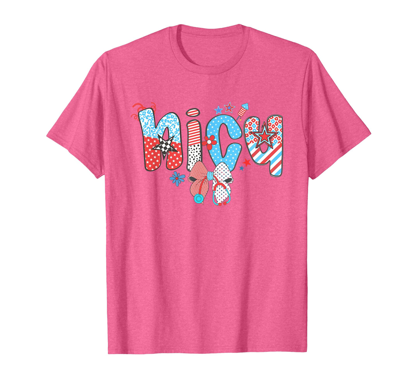 Retro 4th of July NICU Nurse American Neonatal ICU Nurse T-Shirt