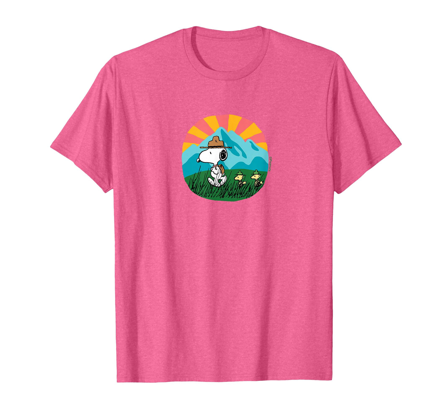 Peanuts - Snoopy and Woodstock Hiking Mountain T-Shirt