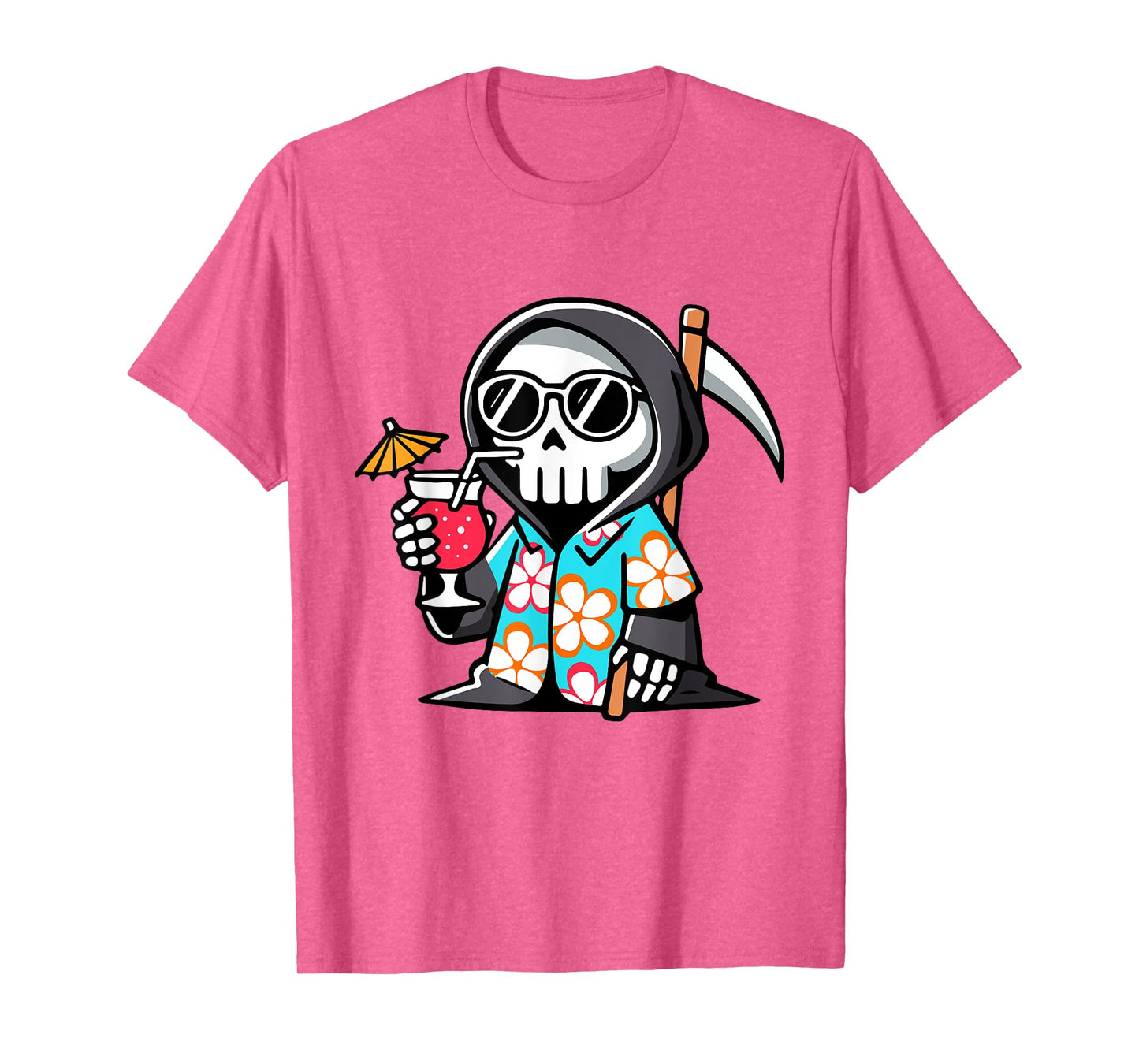 Funny Grim Reaper Hawaiian Summerween Summer Halloween T-Shirt