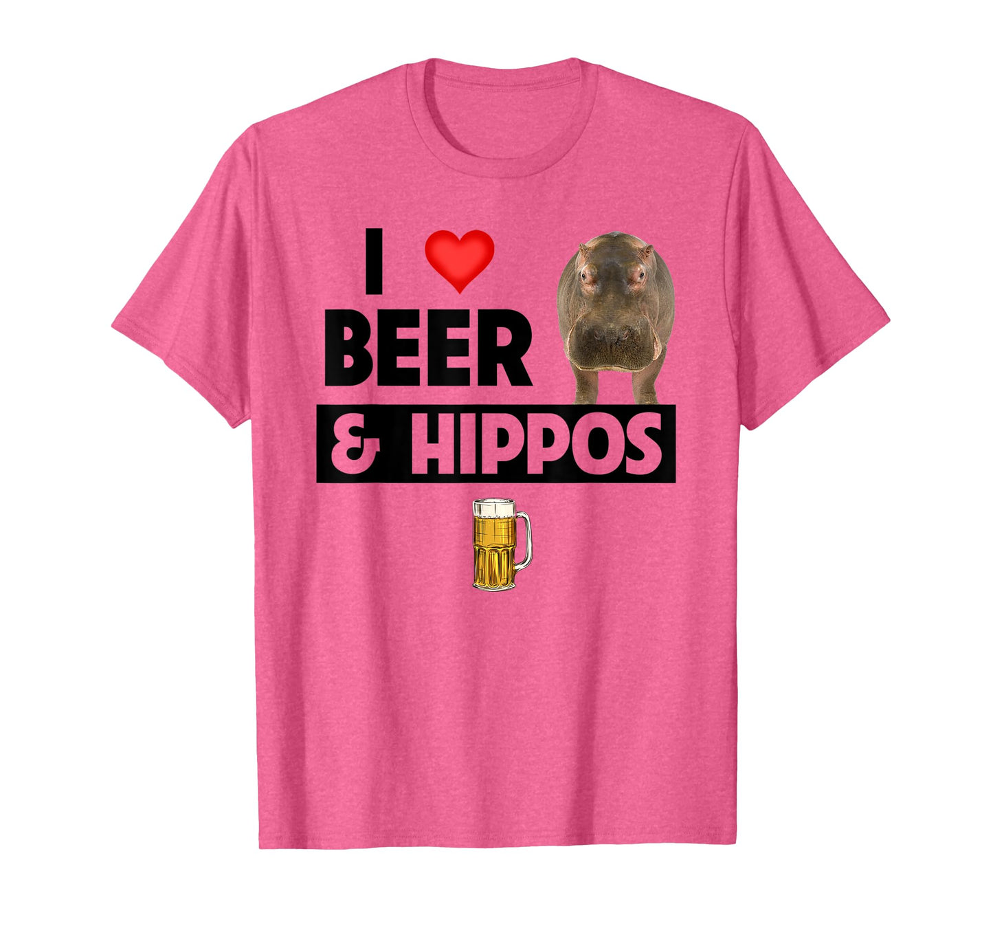 I Love Beer and Hippos Drinking Wildlife Safari Animals T-Shirt