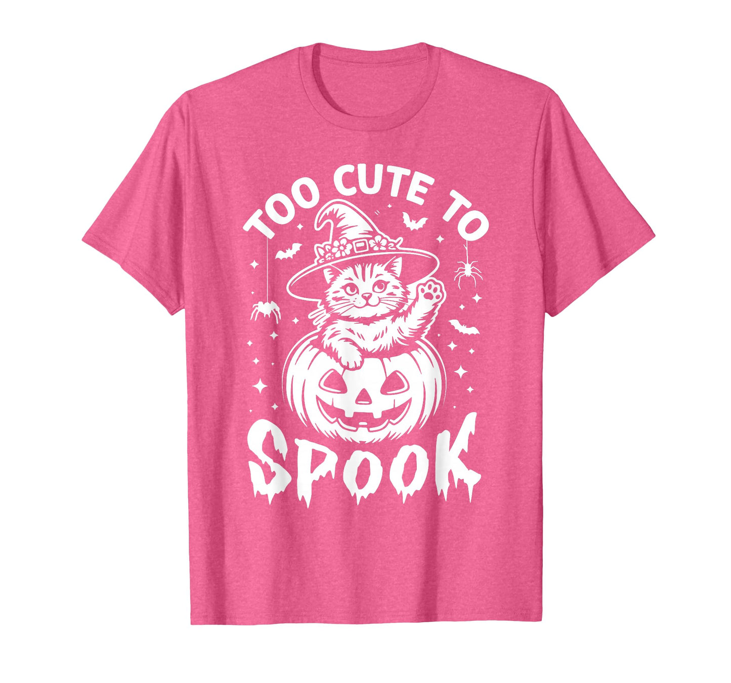 Too Cute to Spook Funny Spooky Halloween Black Cat Pumpkin T-Shirt