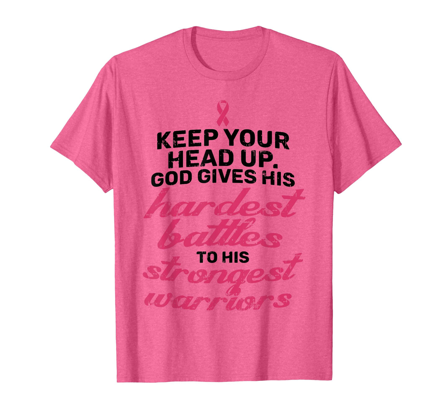 Breast Cancer Awareness Shirt Pink Ribbon Keep Your Head Up T-Shirt