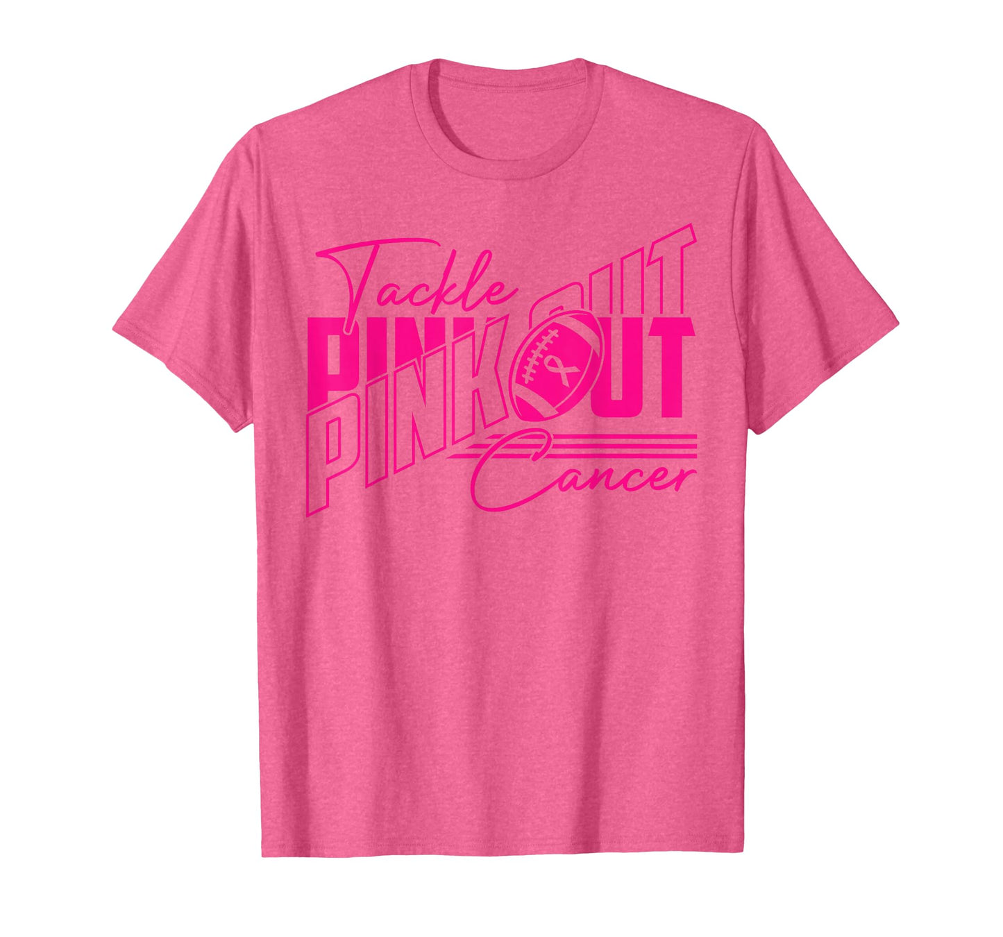 Tackle Cancer Pink Out Football Breast Cancer Awareness T-Shirt