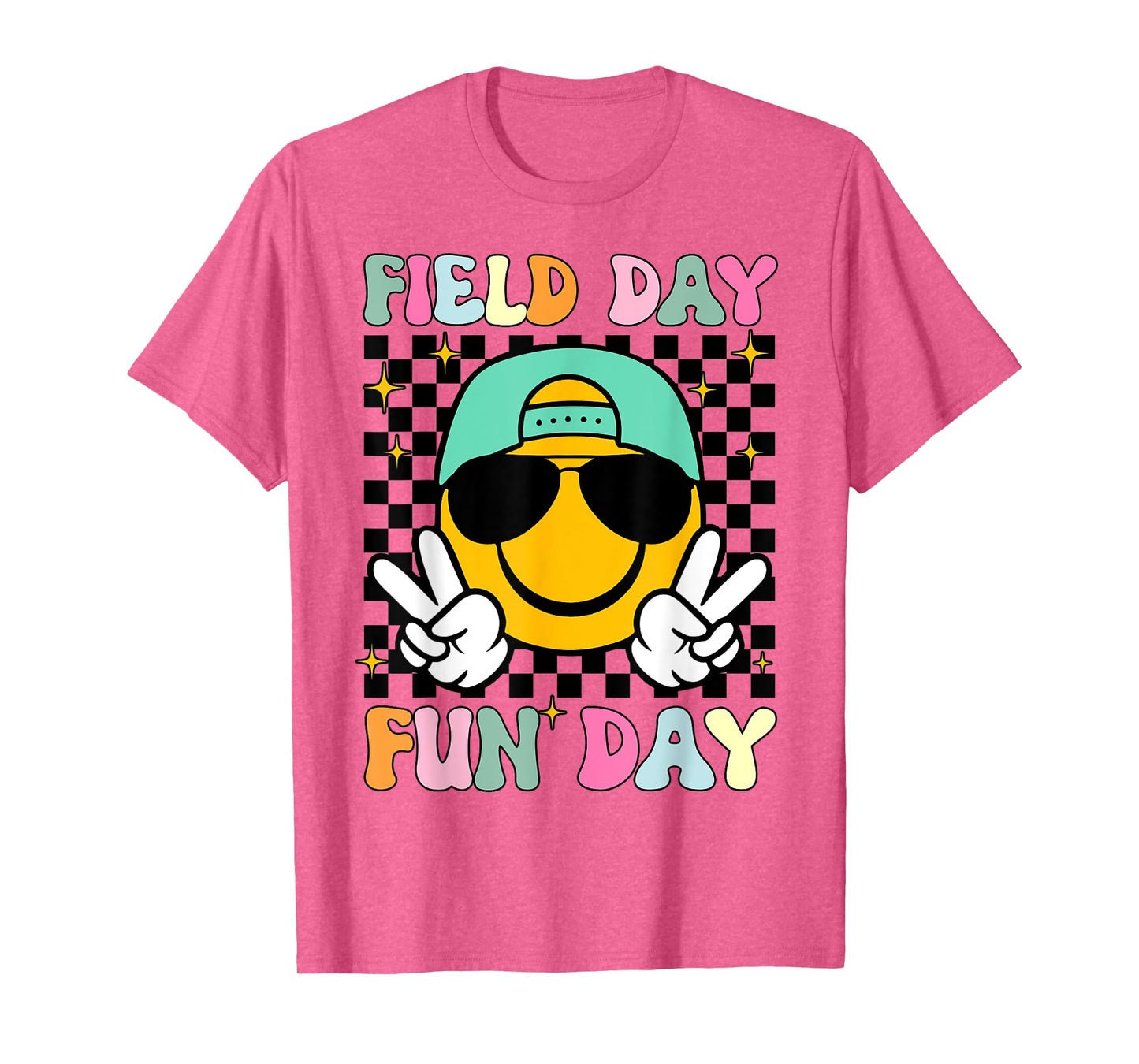 Field Day Fun Day Smile Face Teacher Kids Field Day 2025 T-Shirt
