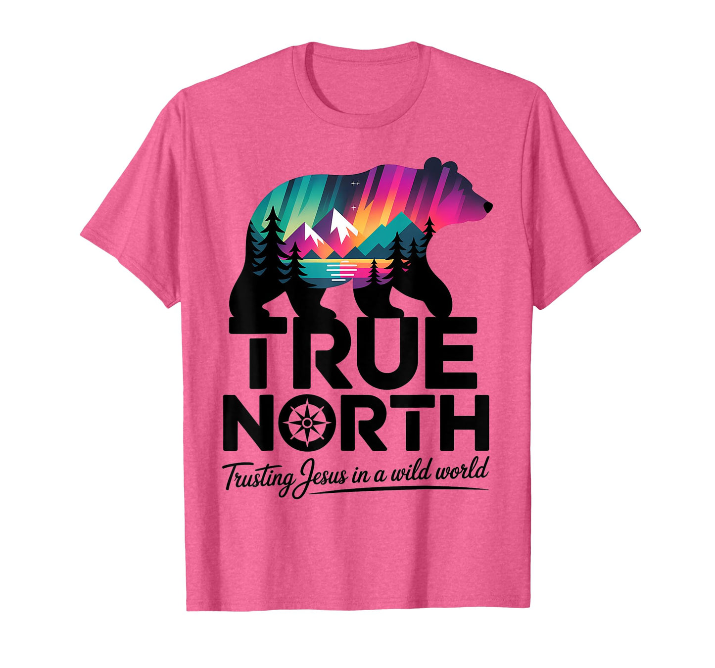 True-North Trusting Jesus in a Wild World Bear Landscape T-Shirt