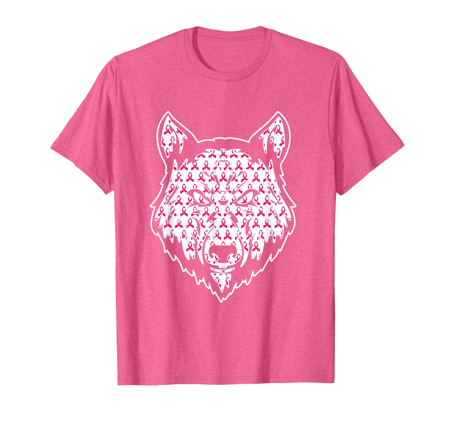 Wolf Pink Ribbon Breast Cancer Awareness Cute Animal Warrior T-Shirt