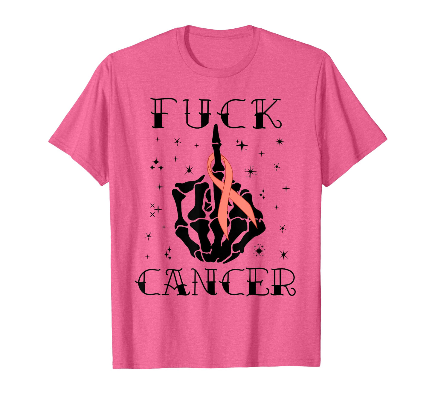 Fuck Cancer Tattoos Survivor Peach Ribbon Uterine Cancer T-Shirt