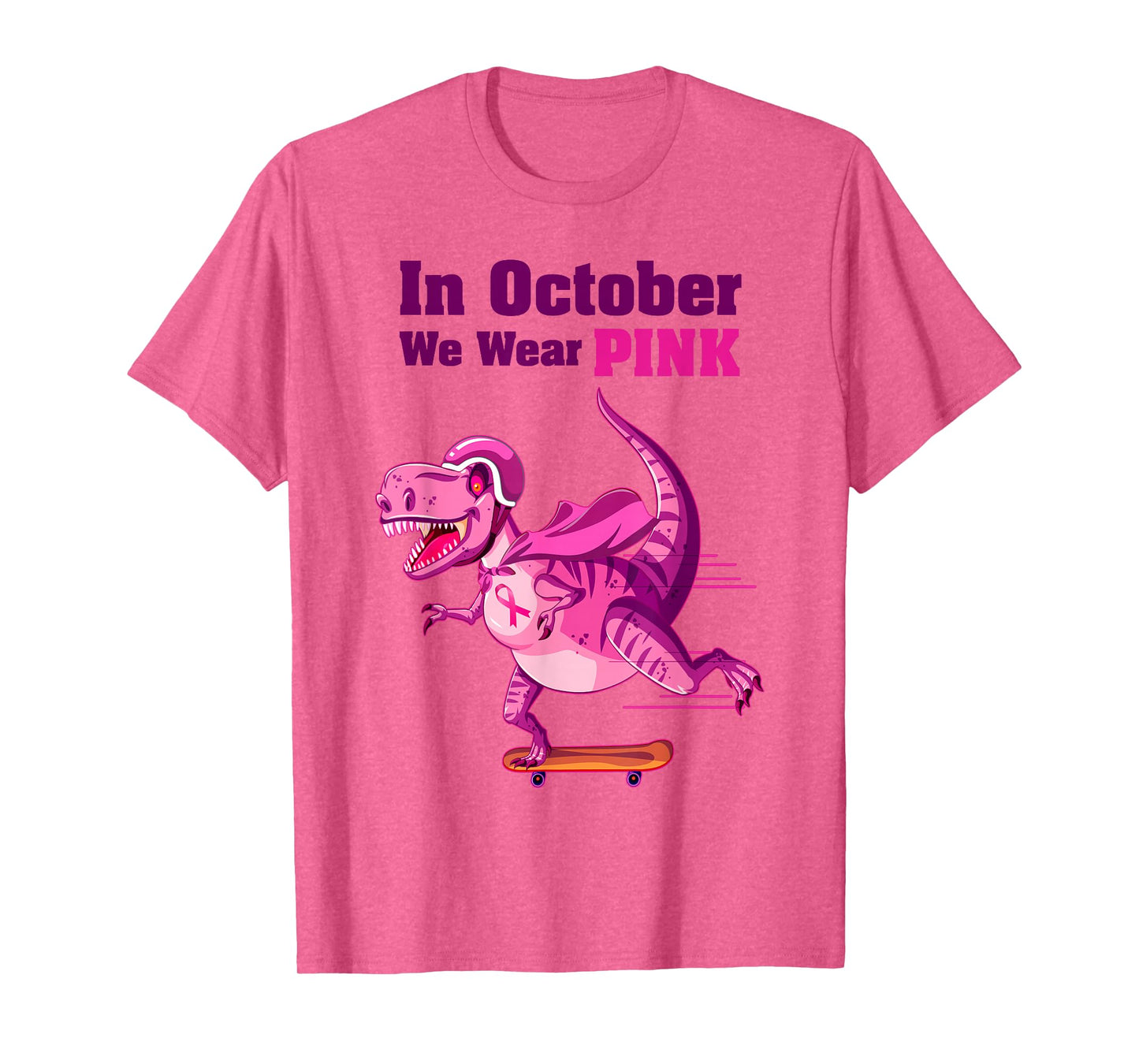 In October We Wear Pink Breast Cancer Trex Dino Kids T-Shirt