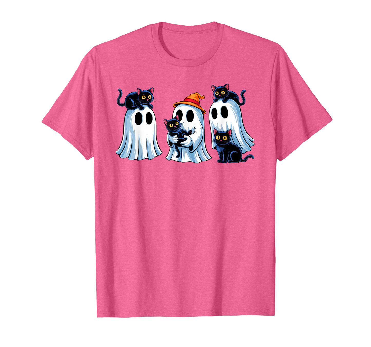 Black Cat Ghost Halloween Costume Men Women Boys Girls Kids T-Shirt