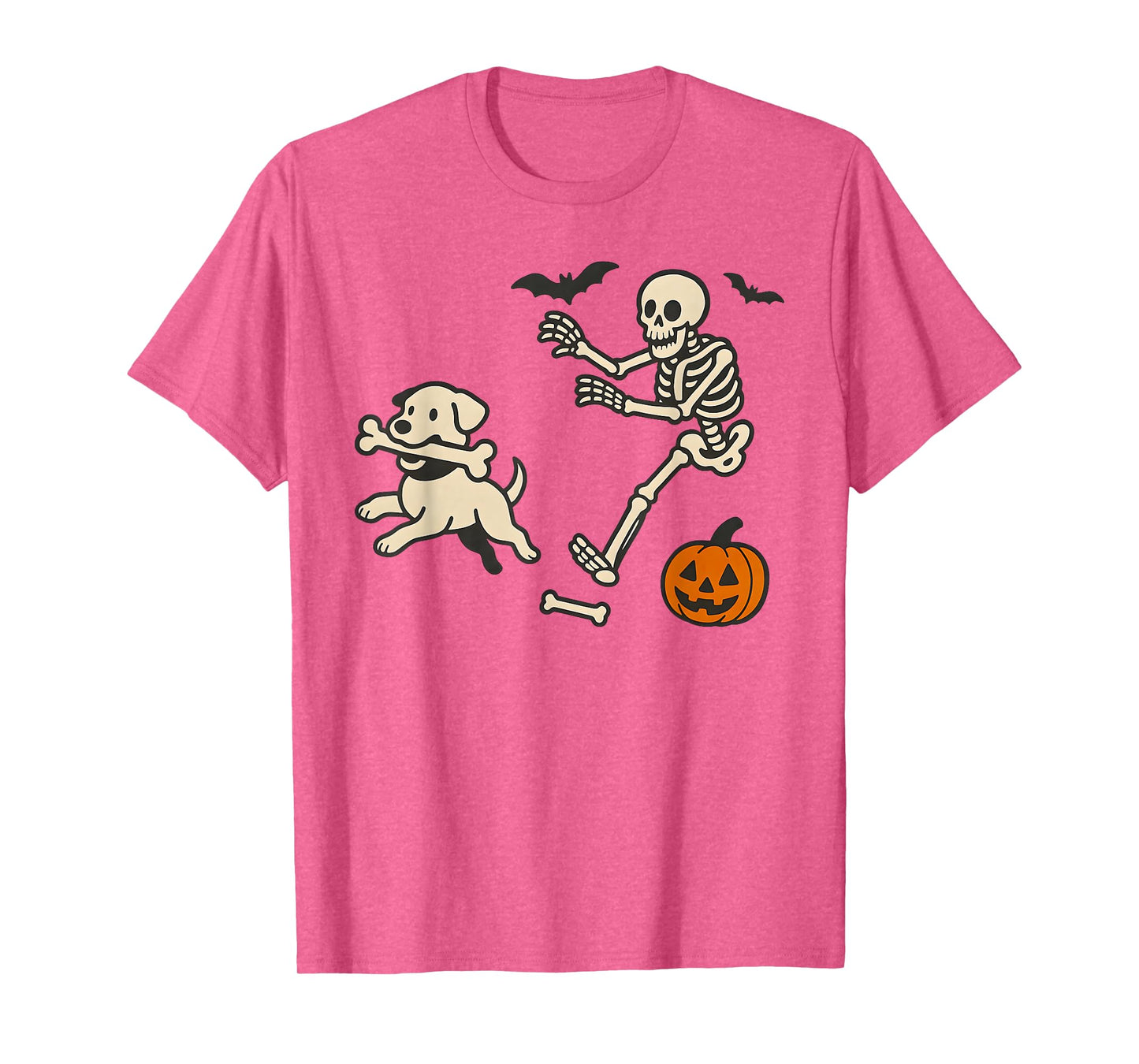 Funny Skeleton Halloween Dog Skeleton Chasing Dog Men Women T-Shirt
