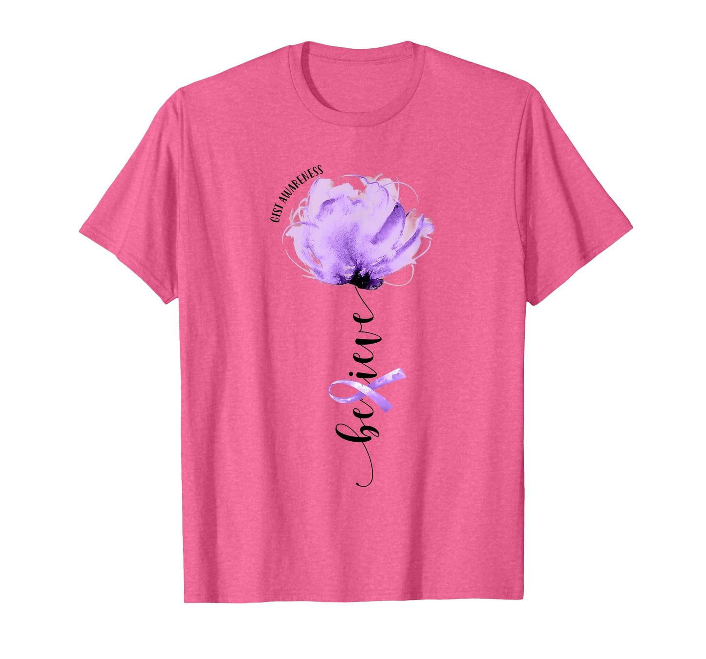 Believe GIST Awareness Purple Ribbon Flower Lovers T-Shirt