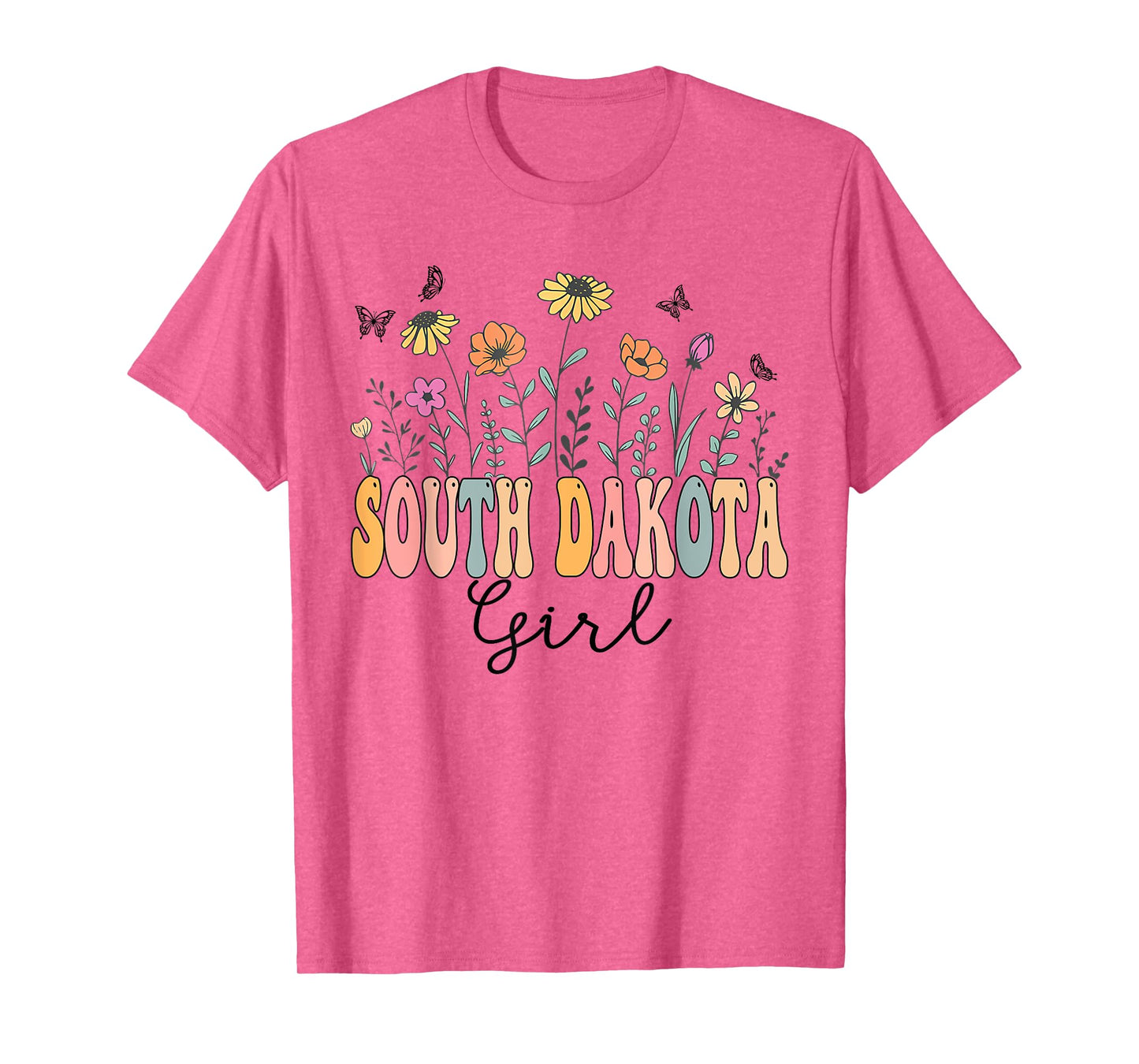 South Dakota Girl Wildflower Groovy South Dakota Lover T-Shirt