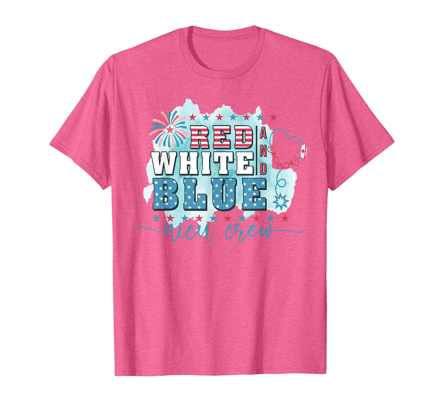 Red White Blue Nicu Nurse Crew 4th Of July Nicu Nursing T-Shirt for Women Men