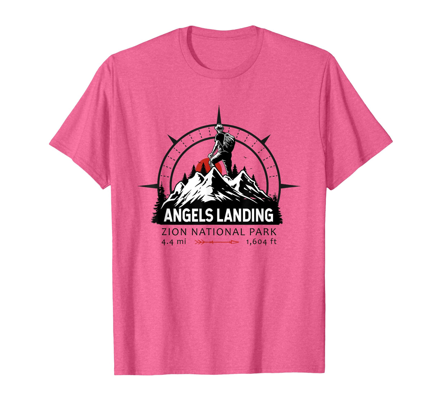 Angels Landing Trail Utah Hiker Compass Emblem T-Shirt