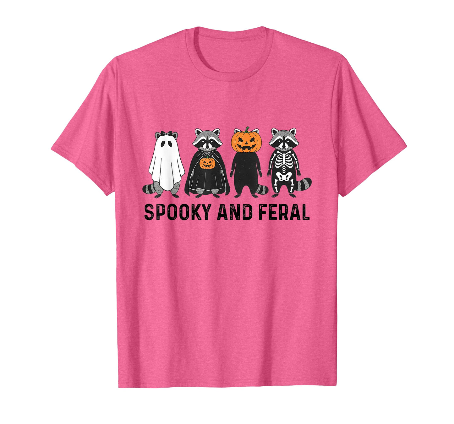 Spooky and Feral Girl Funny Halloween Cute Raccoon Men Women T-Shirt