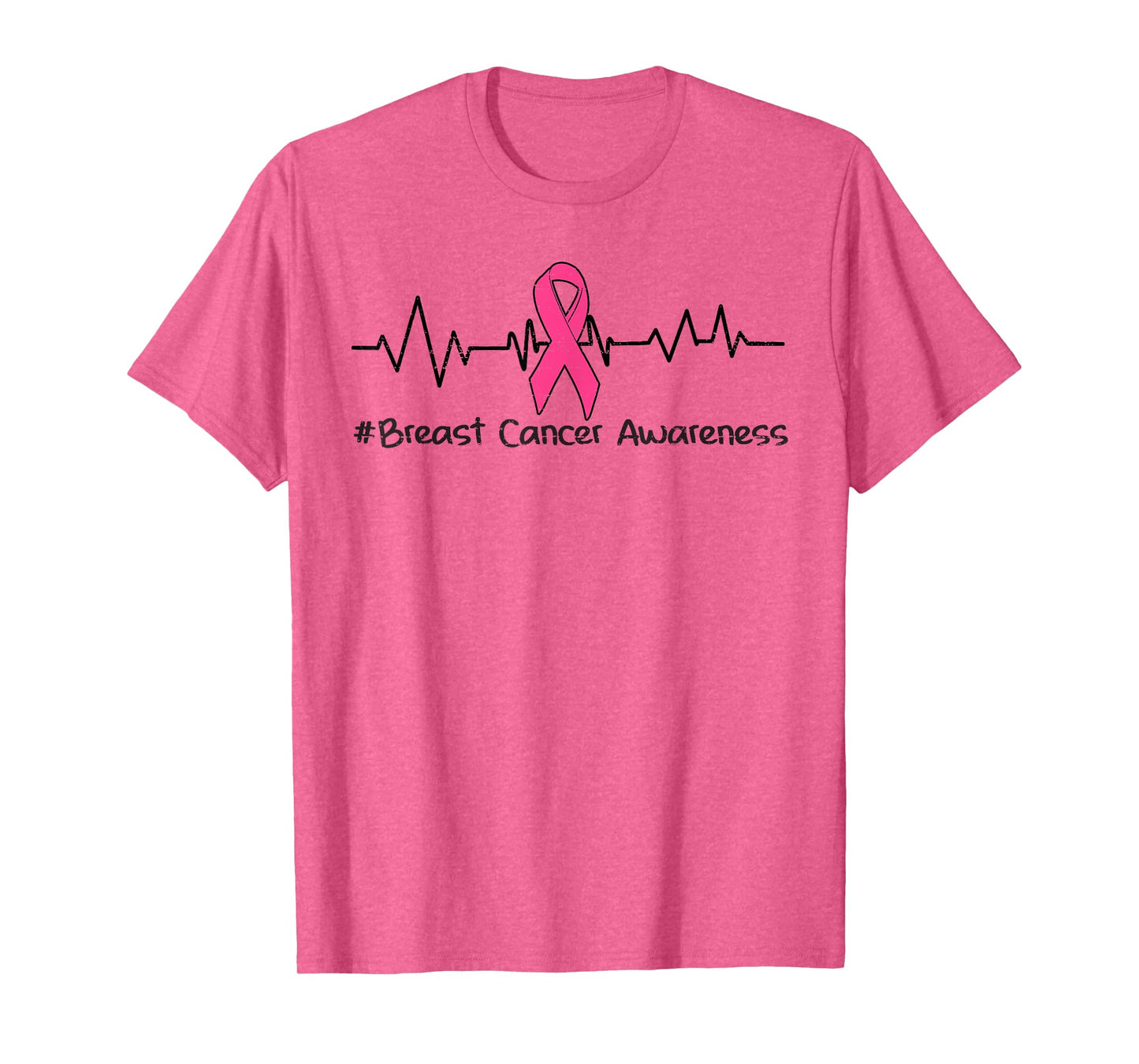 Breast Cancer Awareness Heartbeat Pink Ribbon Women Girl Kid T-Shirt