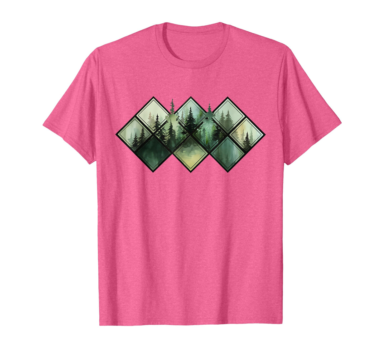 Trees Nature Mountains Wildlife Windows Watercolor Forest T-Shirt