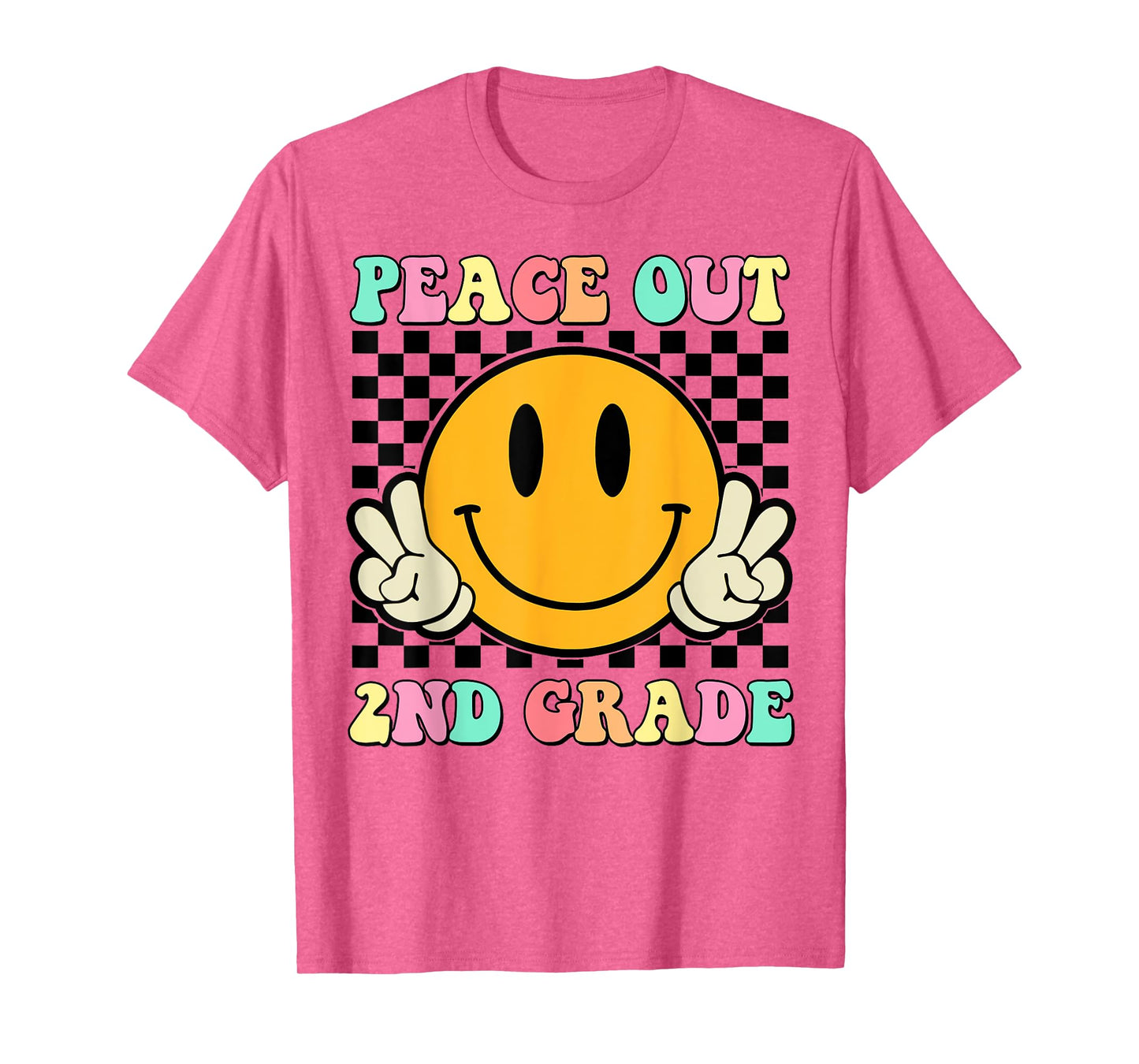 Peace Out 2nd Grade Teacher Retro Smile Last Day Of School T-Shirt for Men Women Girls Kids