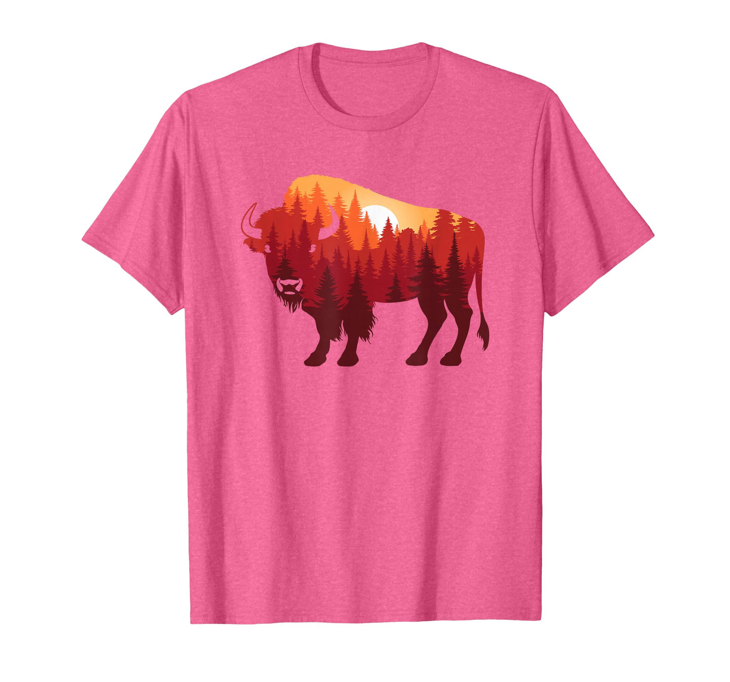 Buffalo Landscape Pine Tree Nature Bison Men Women T-Shirt