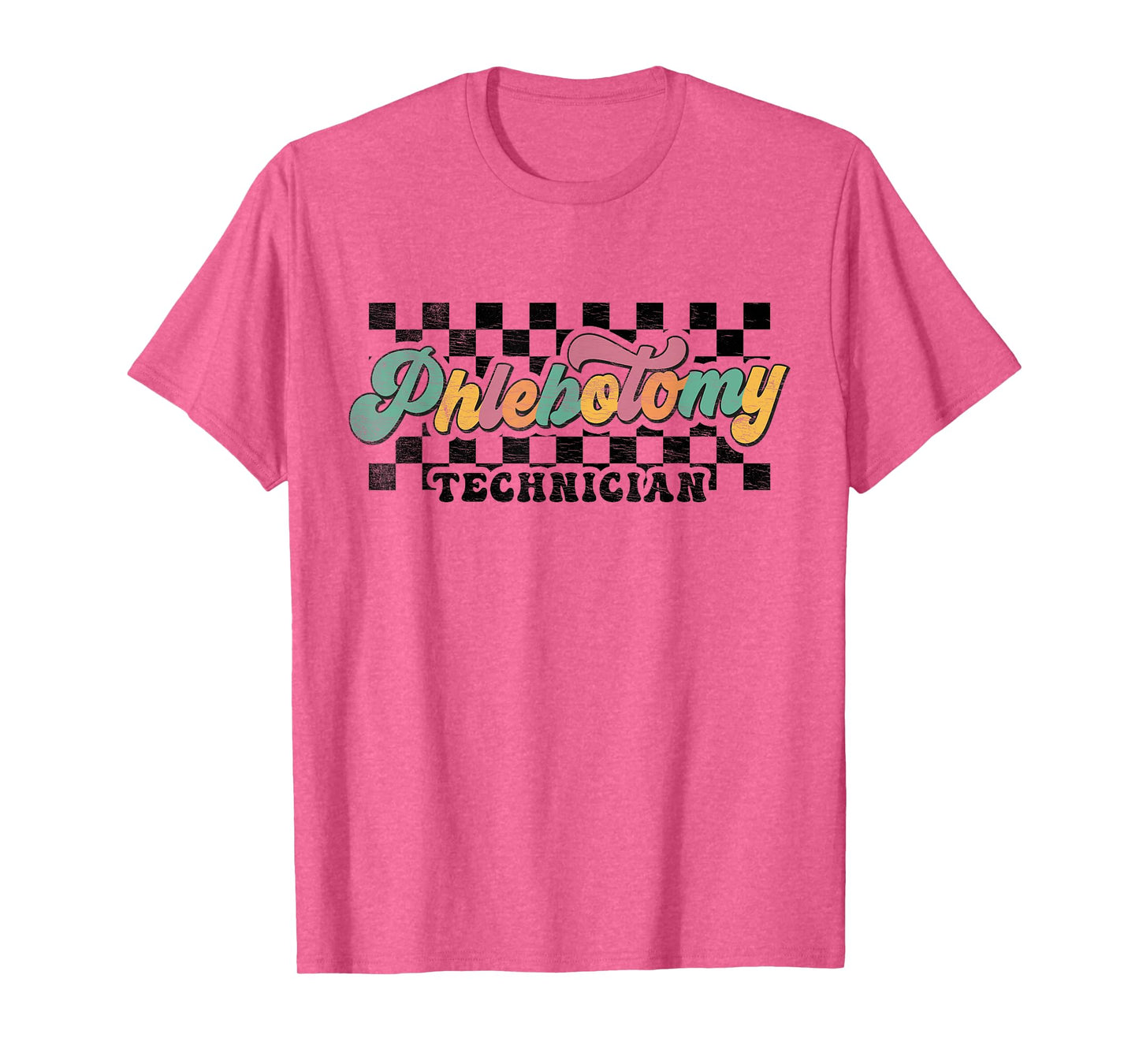 Retro Checkered Phlebotomy Technician Phlebotomist Squad T-Shirt