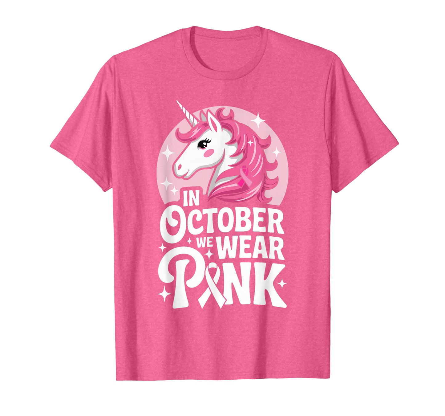 in October We Wear Pink Cute Unicorn Breast Cancer Month T-Shirt