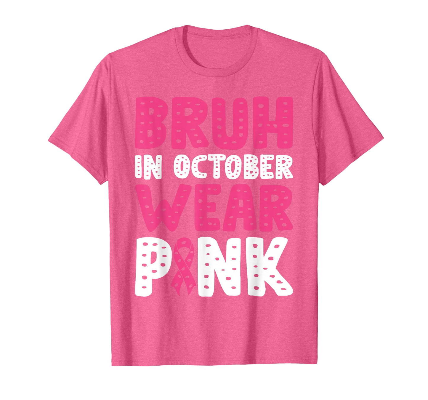 Breast Cancer Shirts for Kids Boys Bruh In October Wear Pink T-Shirt