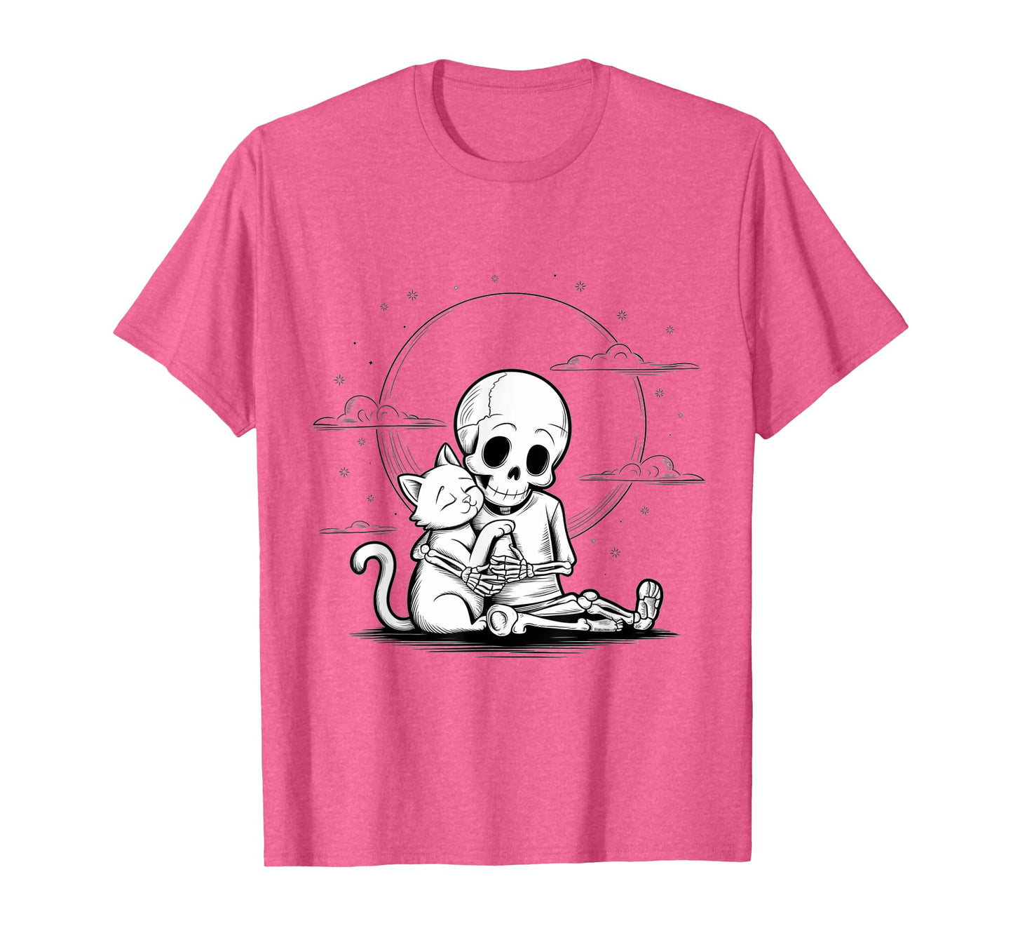 Cute Skeleton Hugging Cat Halloween T-Shirt