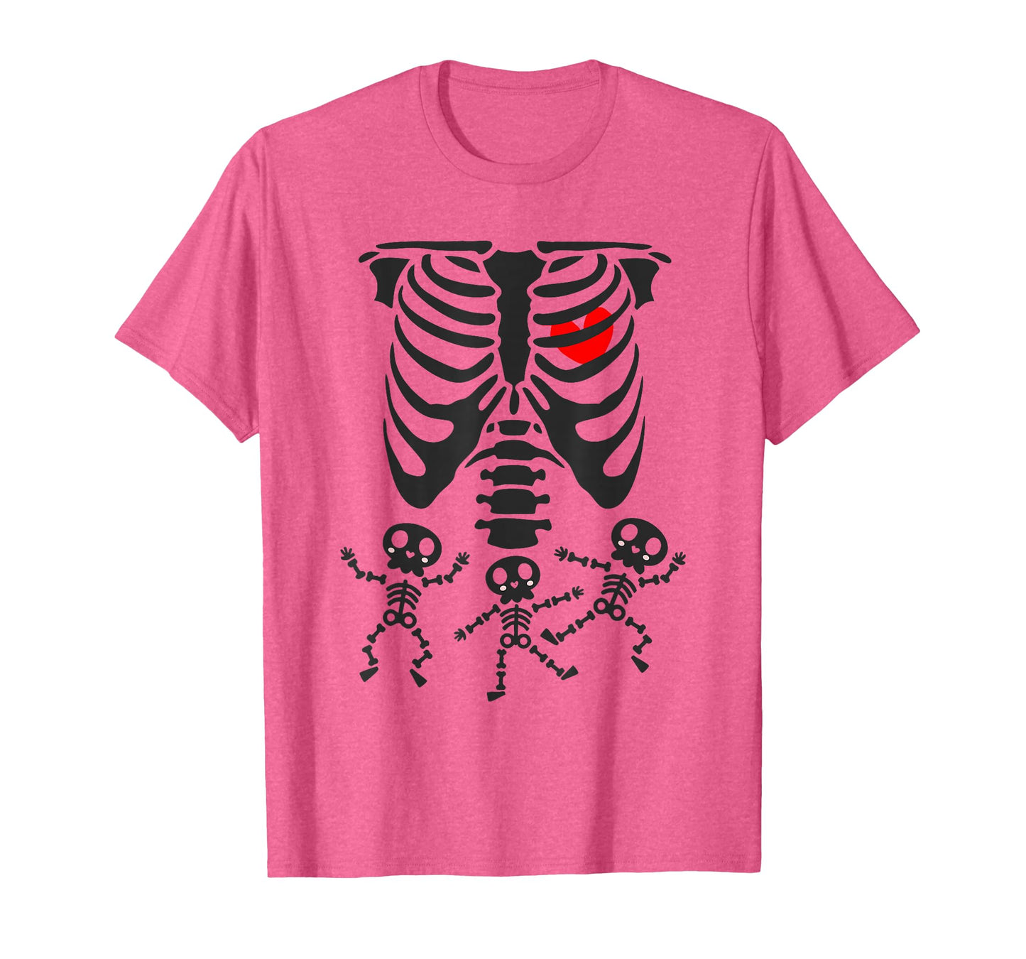 Women Halloween Pregnancy Triplet Costumes Pregnant Skeleton T-Shirt