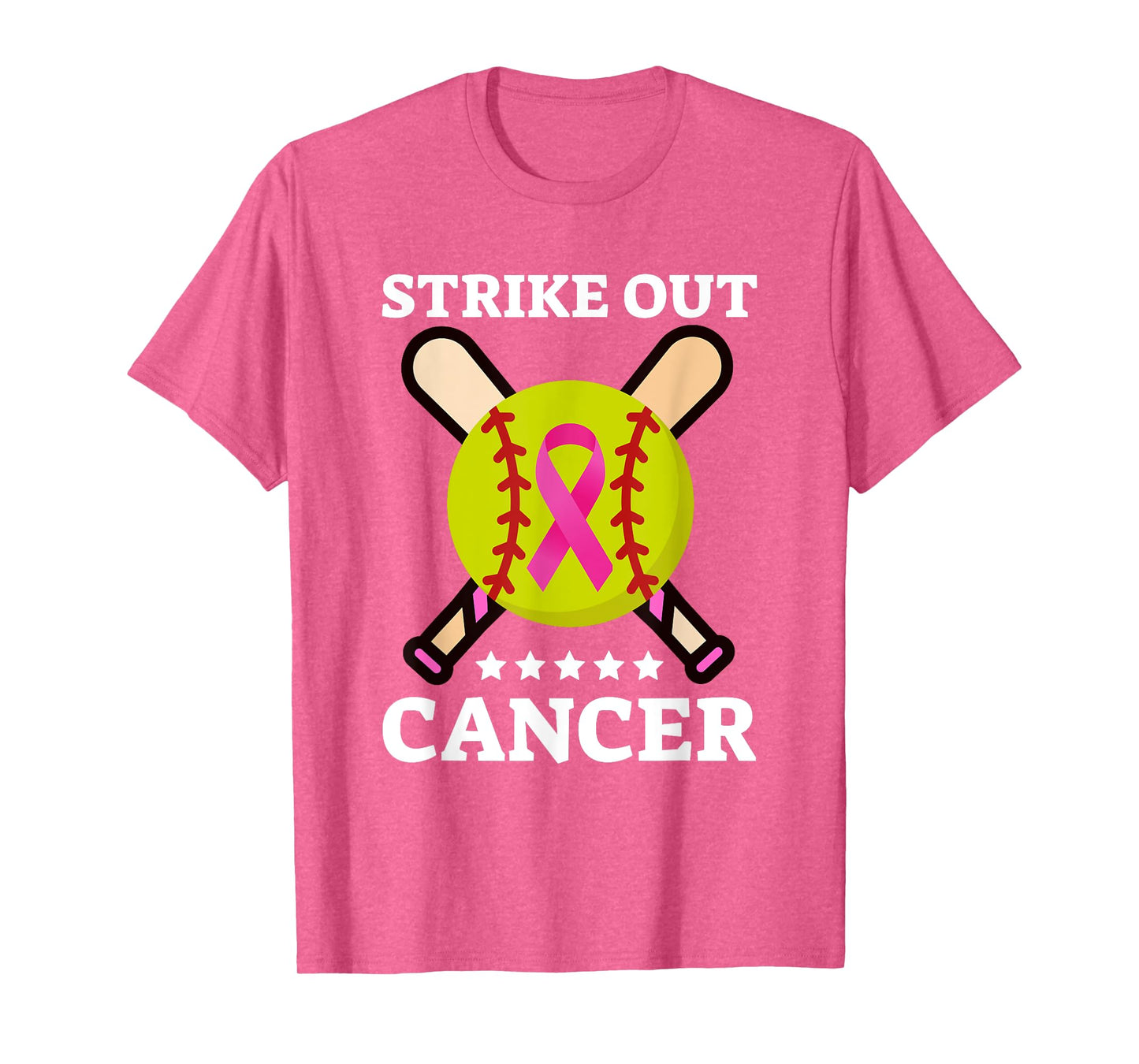 Strike Out Breast Cancer Awareness Day Pink Ribbon Softball T-Shirt