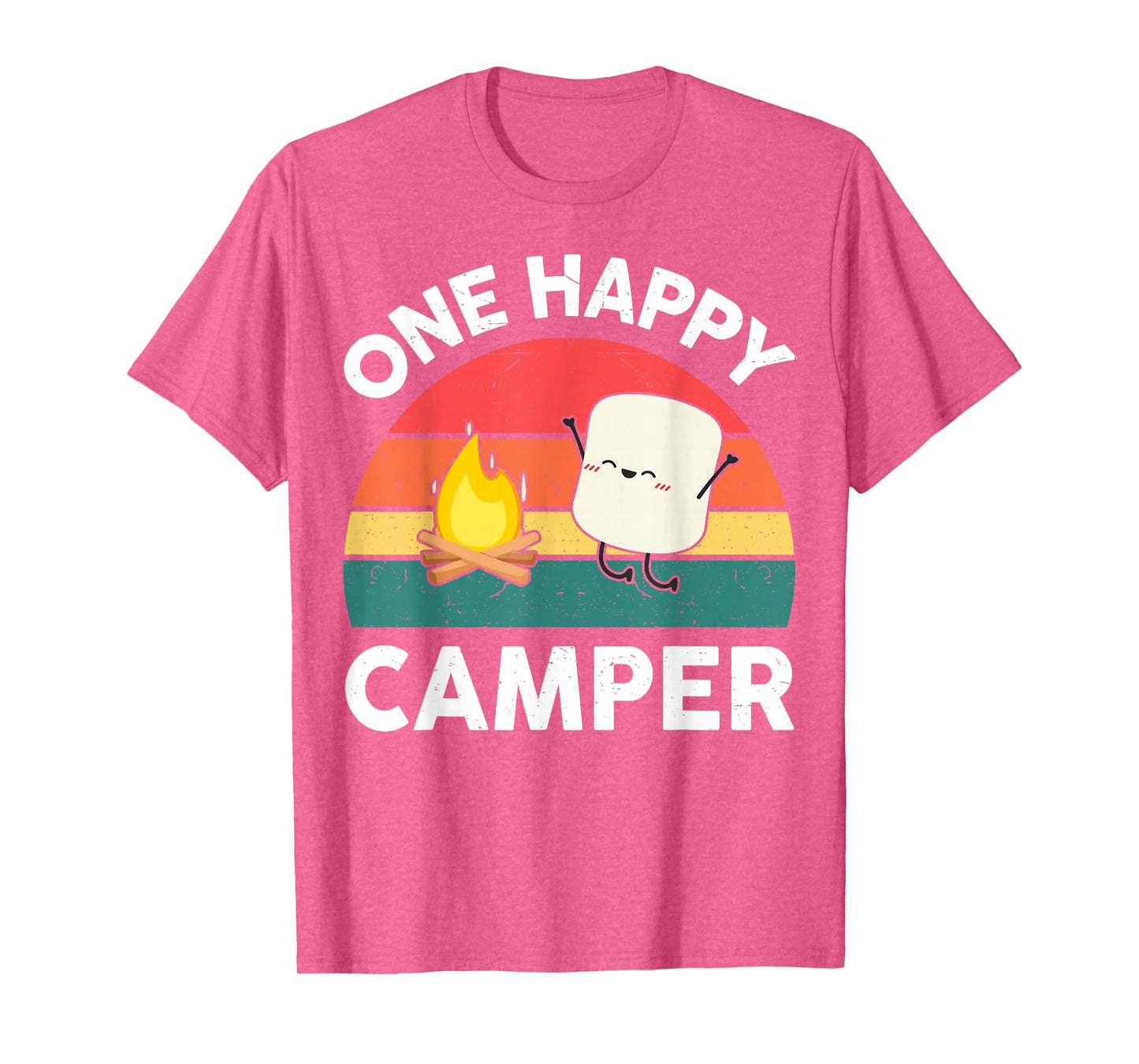 Kids One Happy Camper Toddler Boy Funny Marshmallow Camping T-Shirt