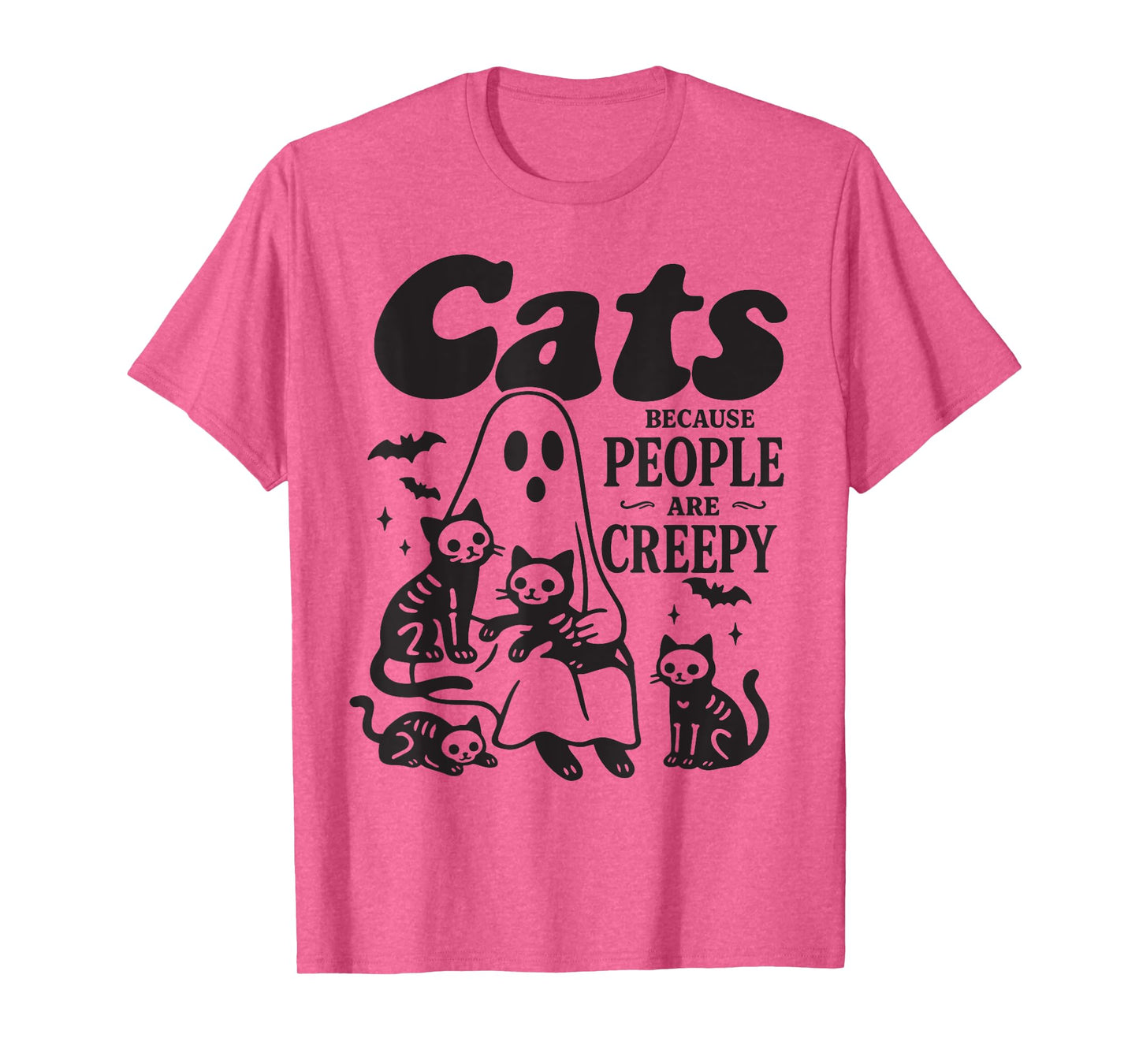 Cats Because People are Creepy Halloween Spooky Cat Lover T-Shirt