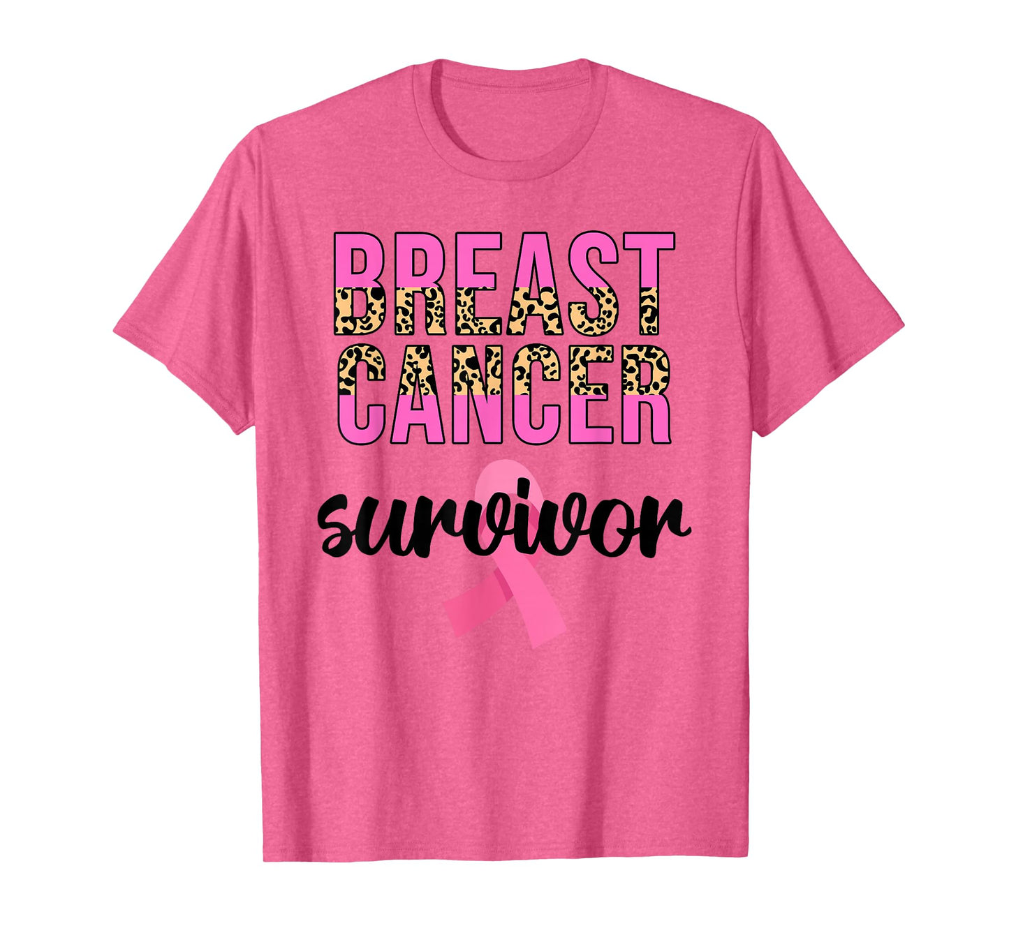 Breast Cancer Survivor Women Leopard Breast Cancer Awareness T-Shirt
