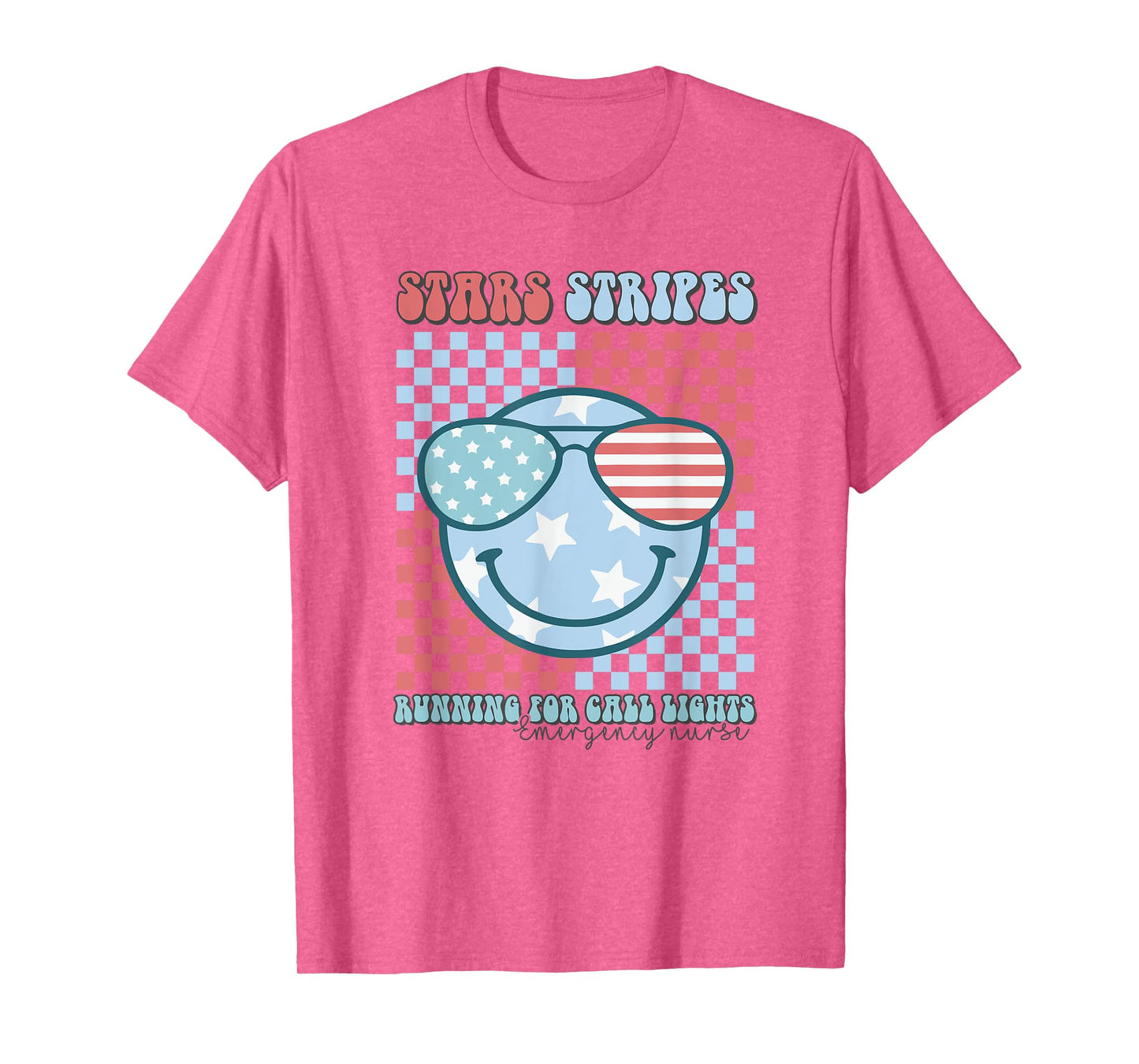 ER Nurse 4th Of July Emergency Room Groovy Smile Patriotic T-Shirt