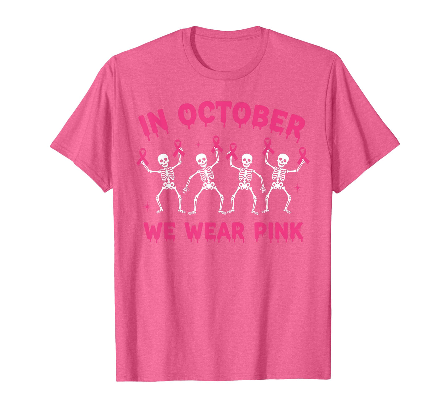 Pink Ribbon Breast Cancer Awareness Skeleton Boys Men Kids T-Shirt