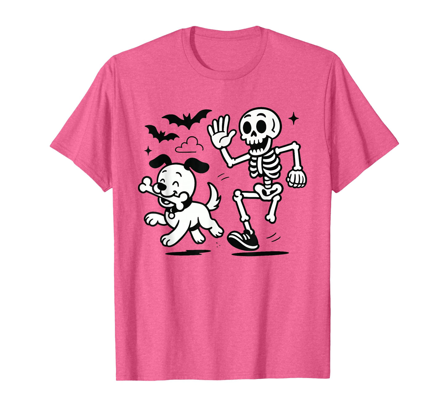 Funny Skeleton Chasing Corgi Halloween Dog Mom Pet Lover T-Shirt