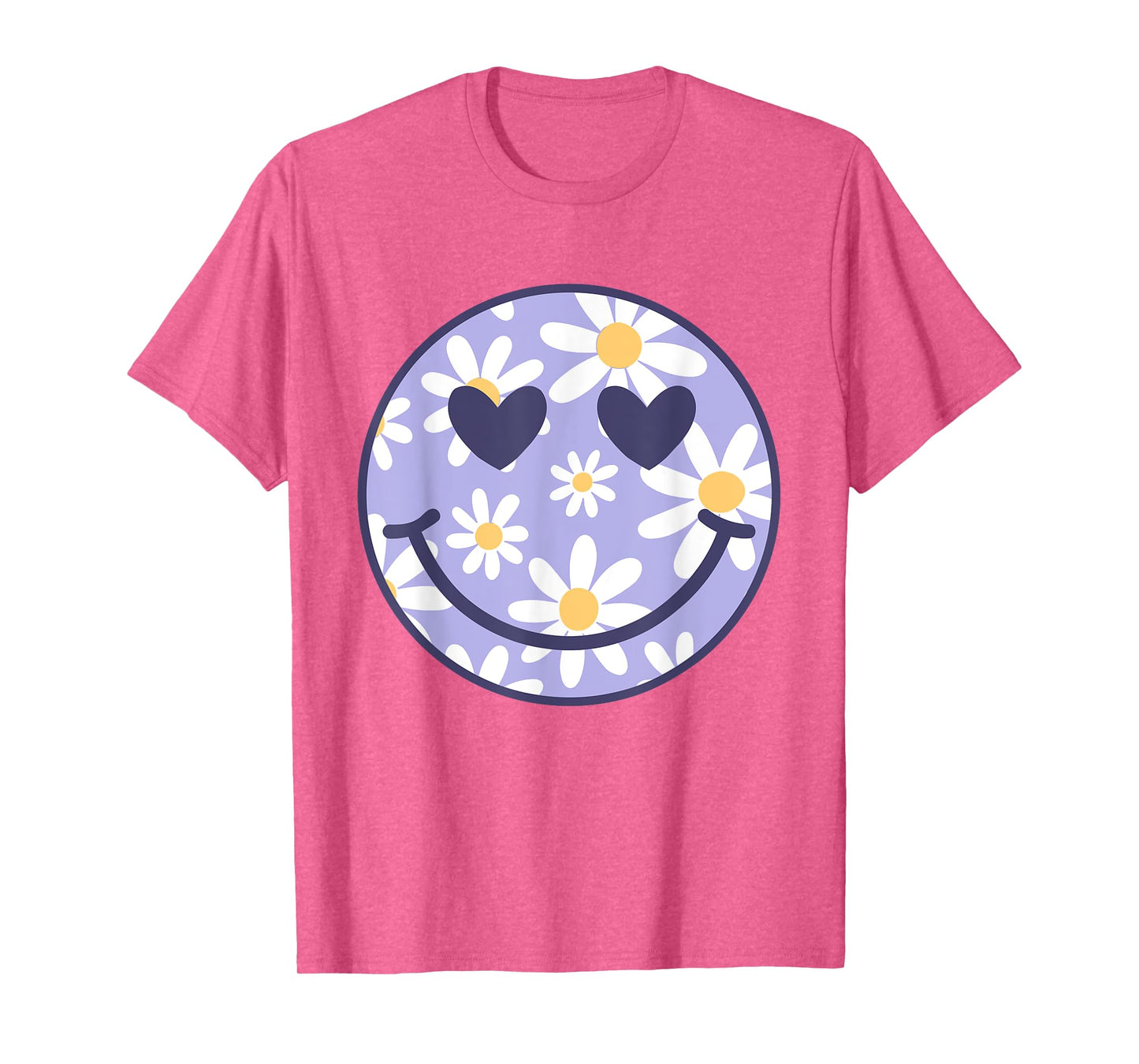 Retro Purple Happy Face Checkered Pattern Smile Face Trendy T-Shirt