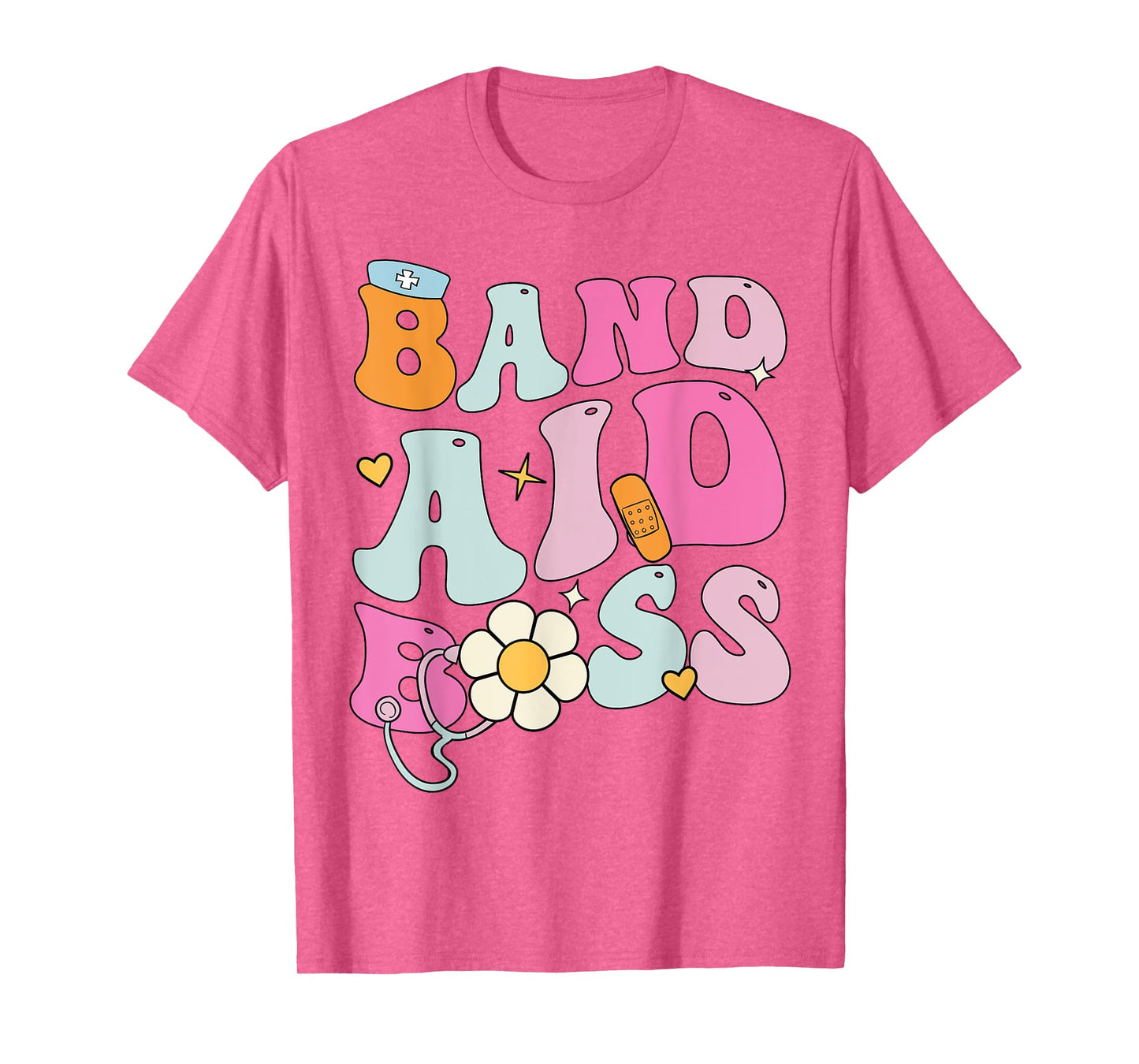 Groovy Band Aid Boss, Cute Back To School Nurse T-Shirt