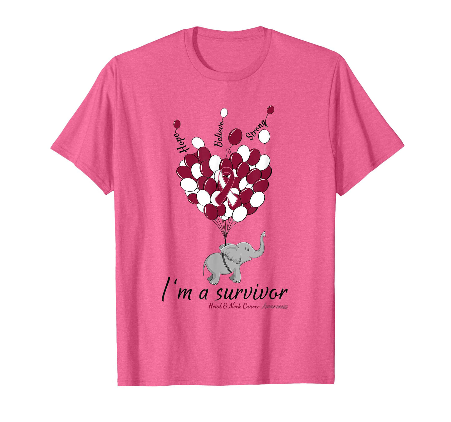 Elephant I'm a Survivor Heart Head & Neck Cancer Awareness T-Shirt