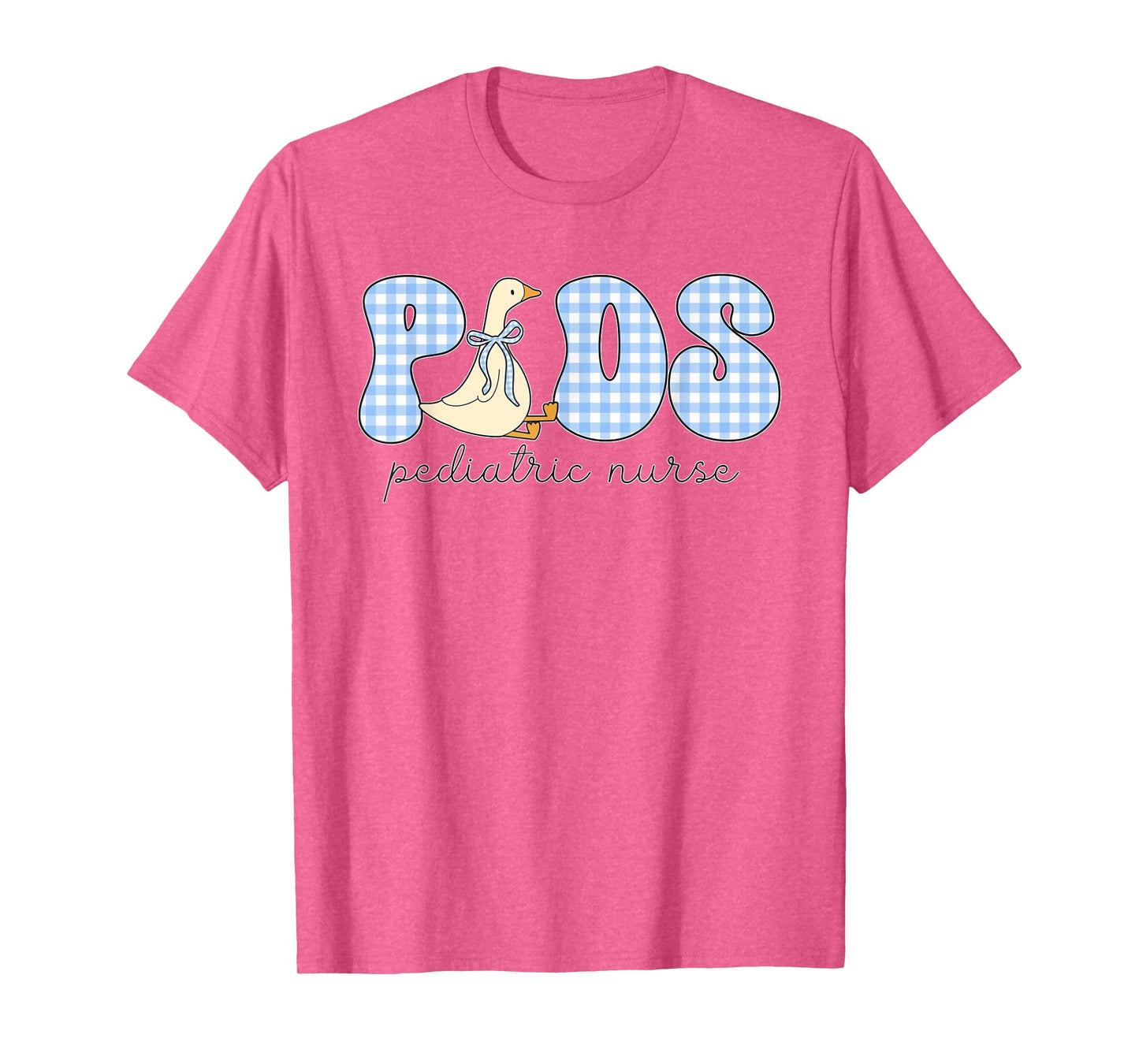 PEDS Goose Pediatric Nurse Blue Gingham Work PEDS Er Icu Ot T-Shirt