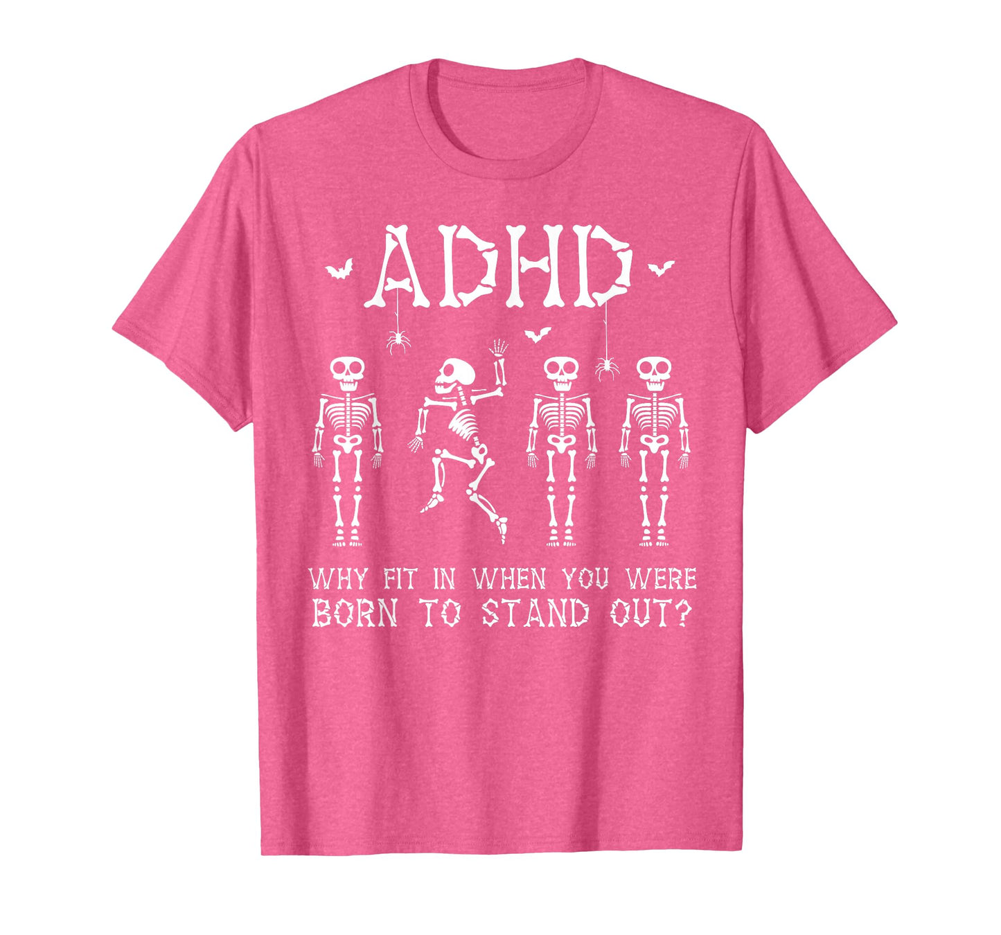 Spooky Halloween Skeleton Design for ADHD Awareness Month T-Shirt