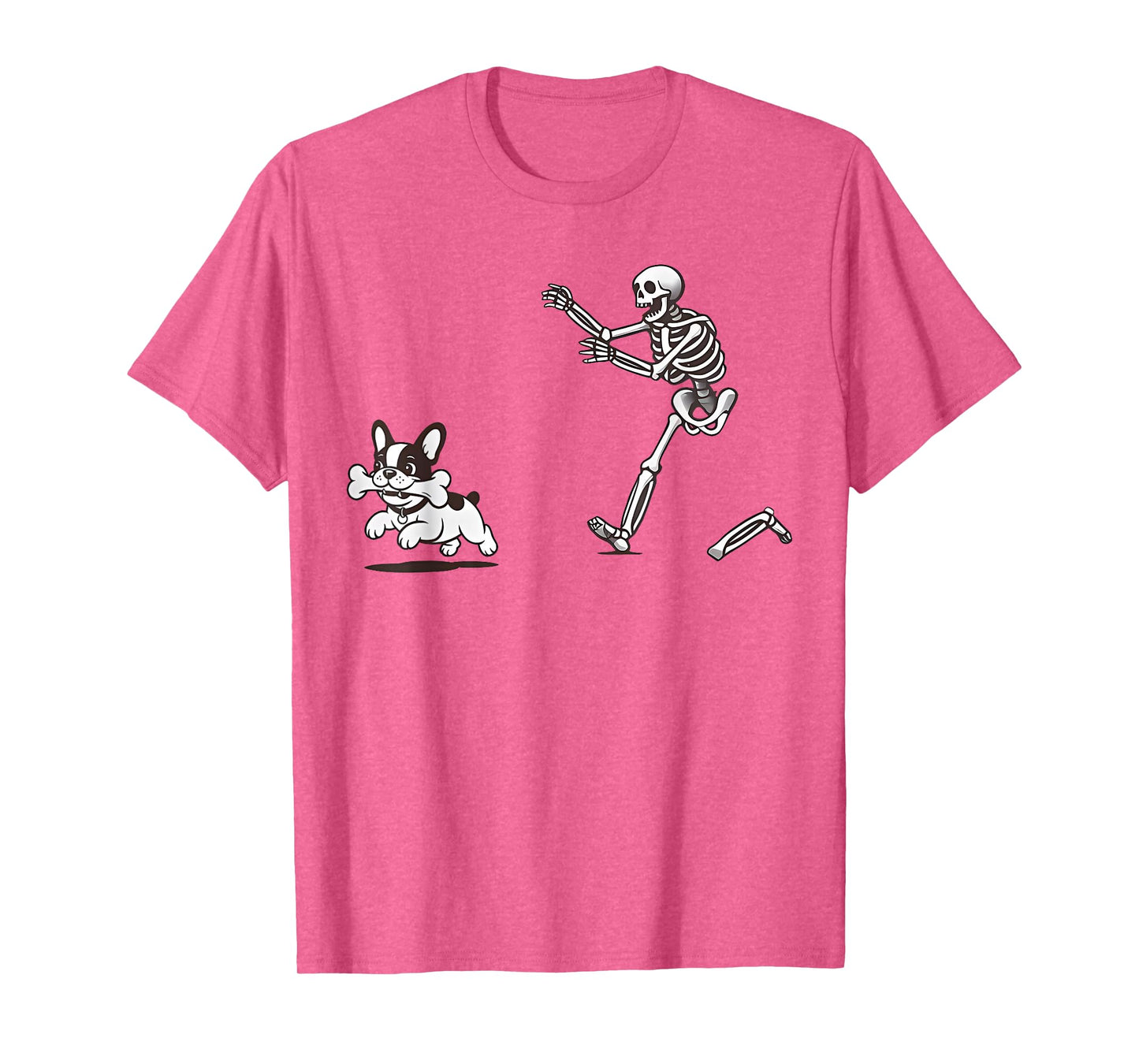 Funny Halloween Skeleton Chasing French Bulldog T-Shirt