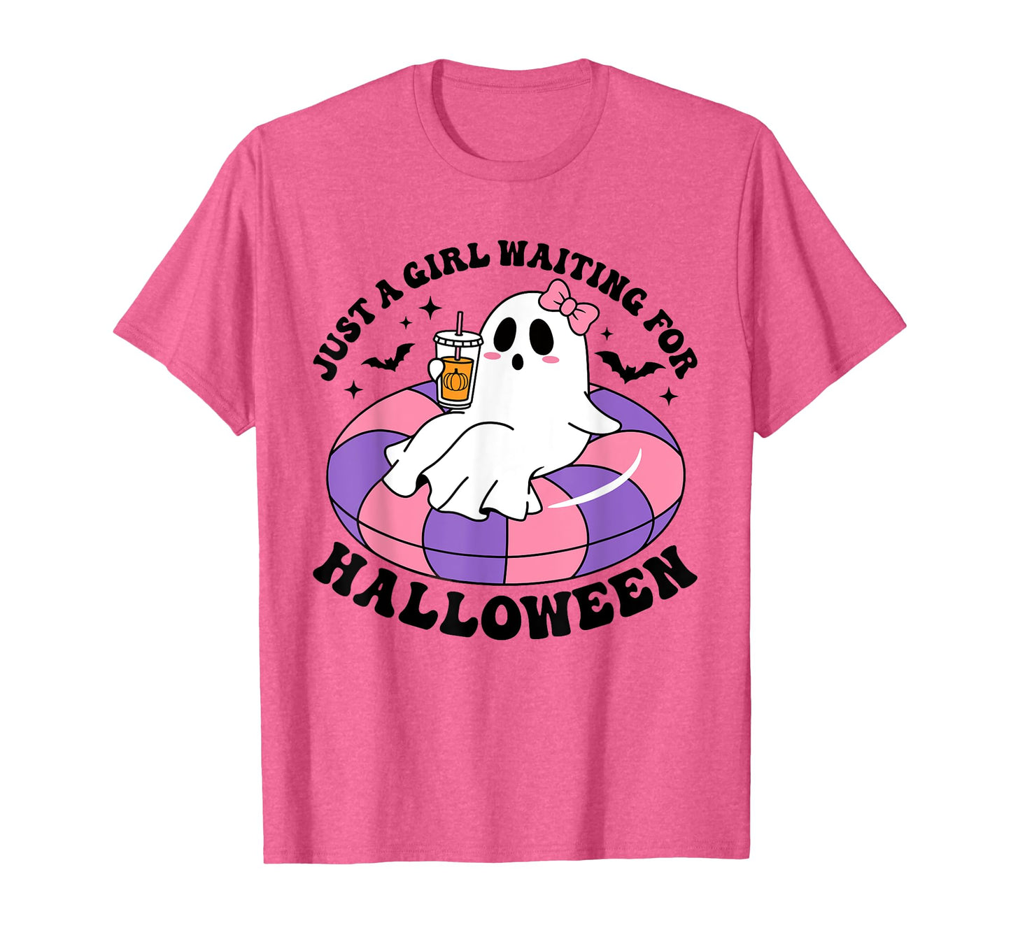Just A Girl Waiting For Halloween Ghost Spooky Vibe Summer T-Shirt