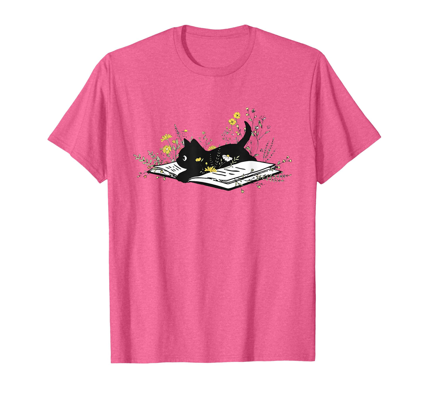 Cute Book Black Cat Book Lover Floral Teacher Life Women T-Shirt