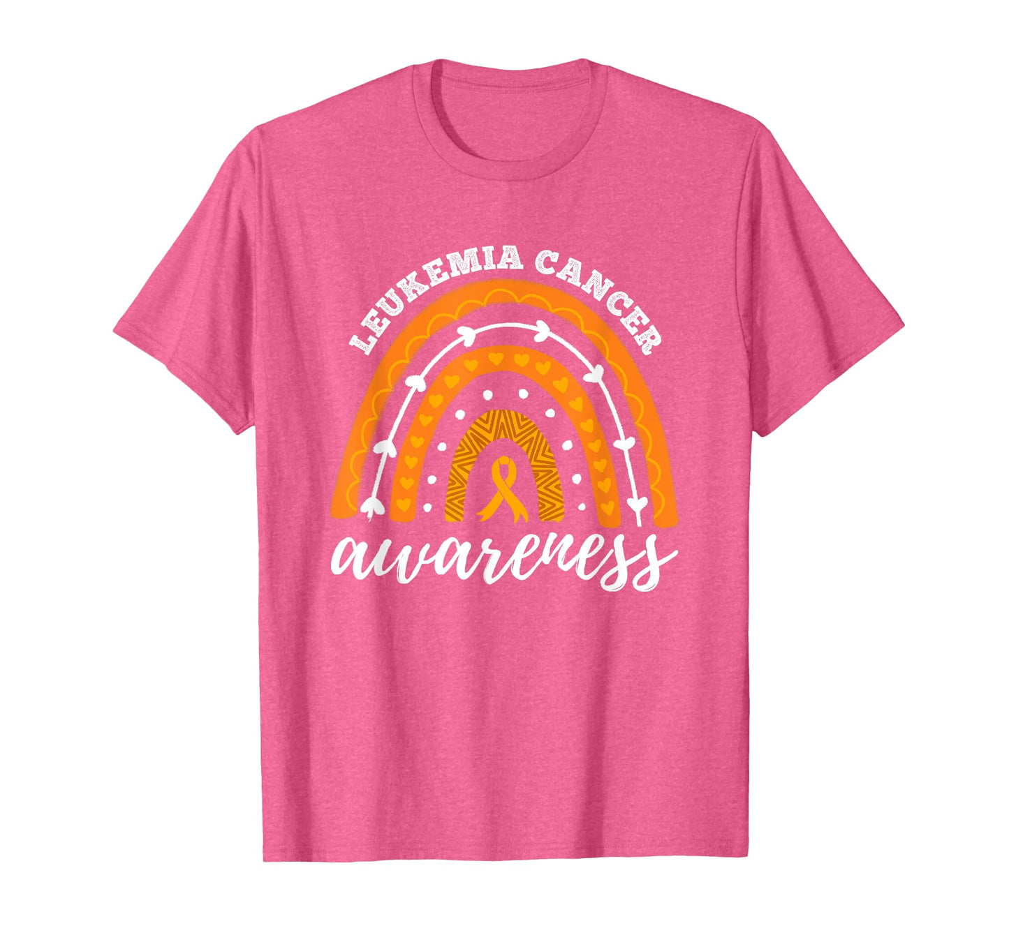 Rainbow Orange Ribbon Leukemia Cancer Awareness T-Shirt
