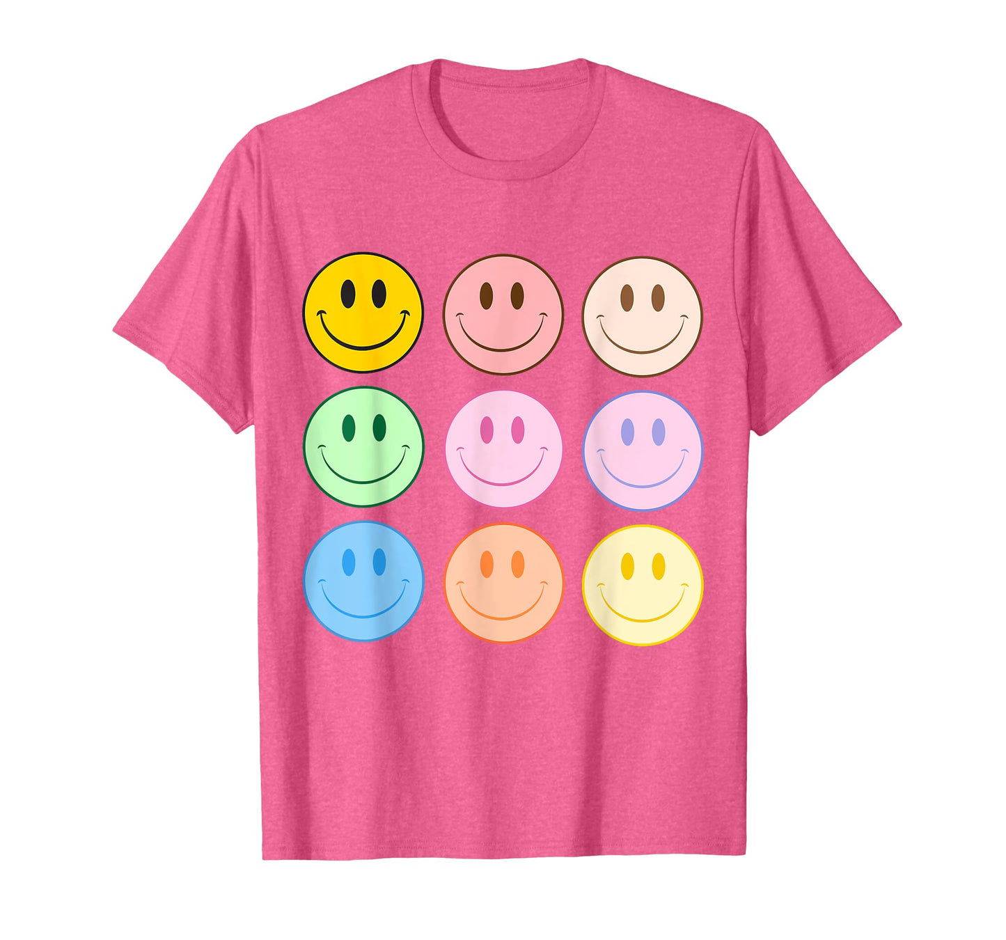 Retro Happy Face Colorful - Smile Face Trendy T-Shirt